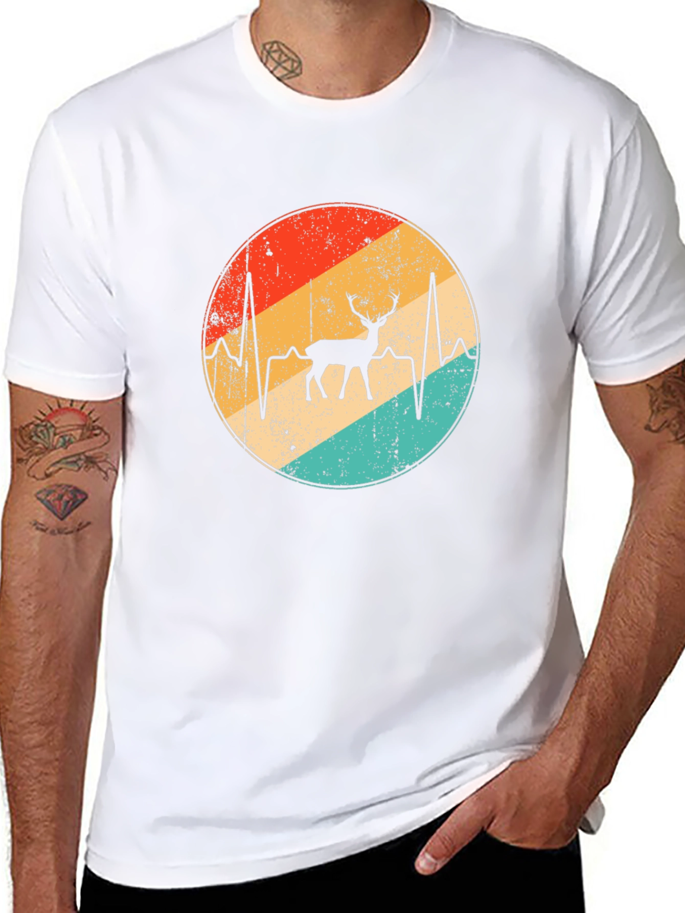 Retro Deer Heartbeat Graphic Tee