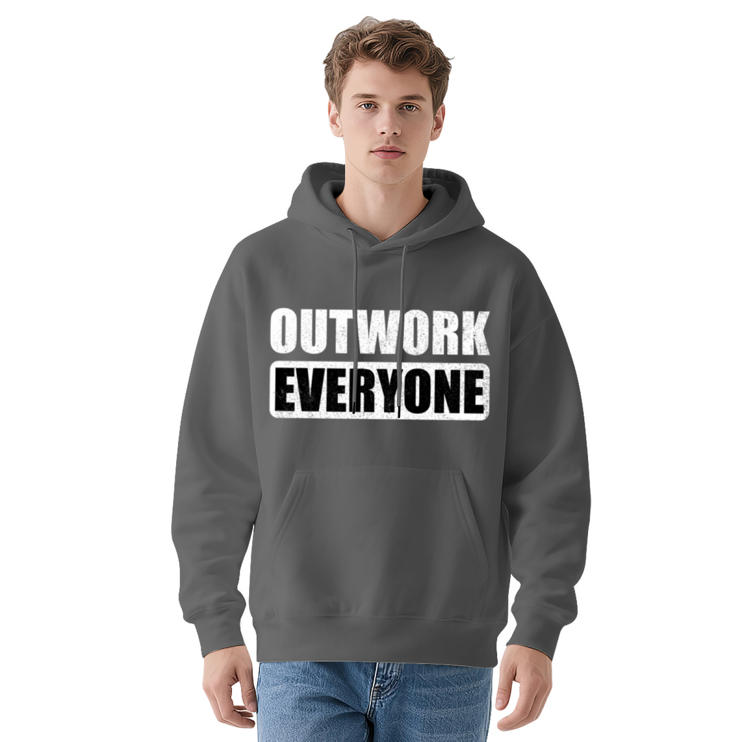 Outwork Everyone Motivational Slogan Red Hoodie, All-Day Comfort