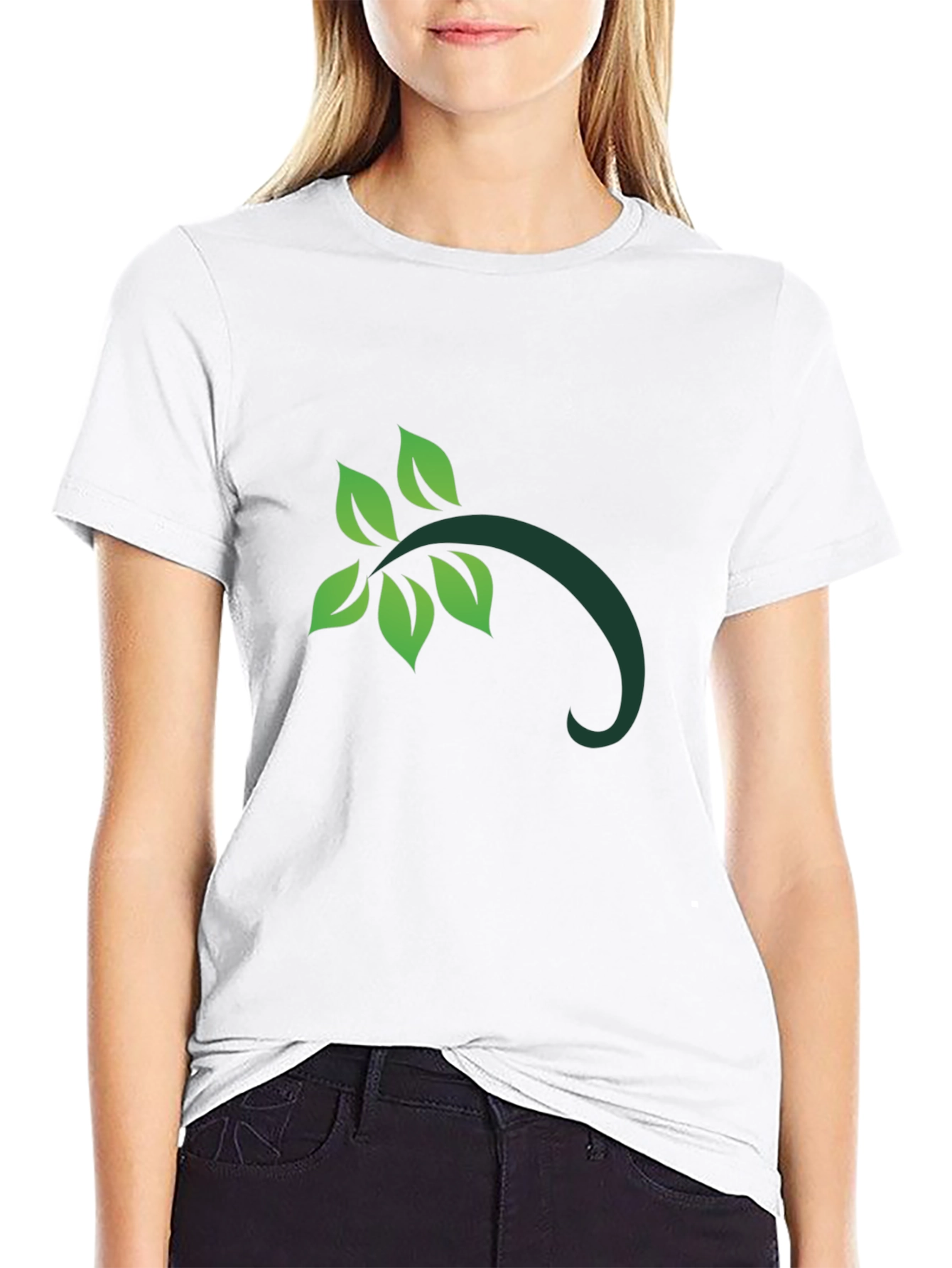 Leaf Branch Graphic Black T-Shirt