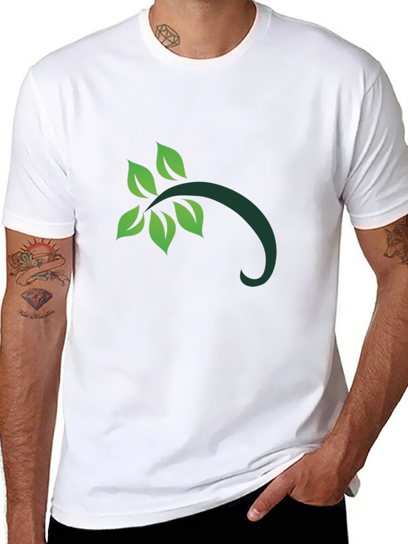 Leaf Branch Graphic Black T-Shirt