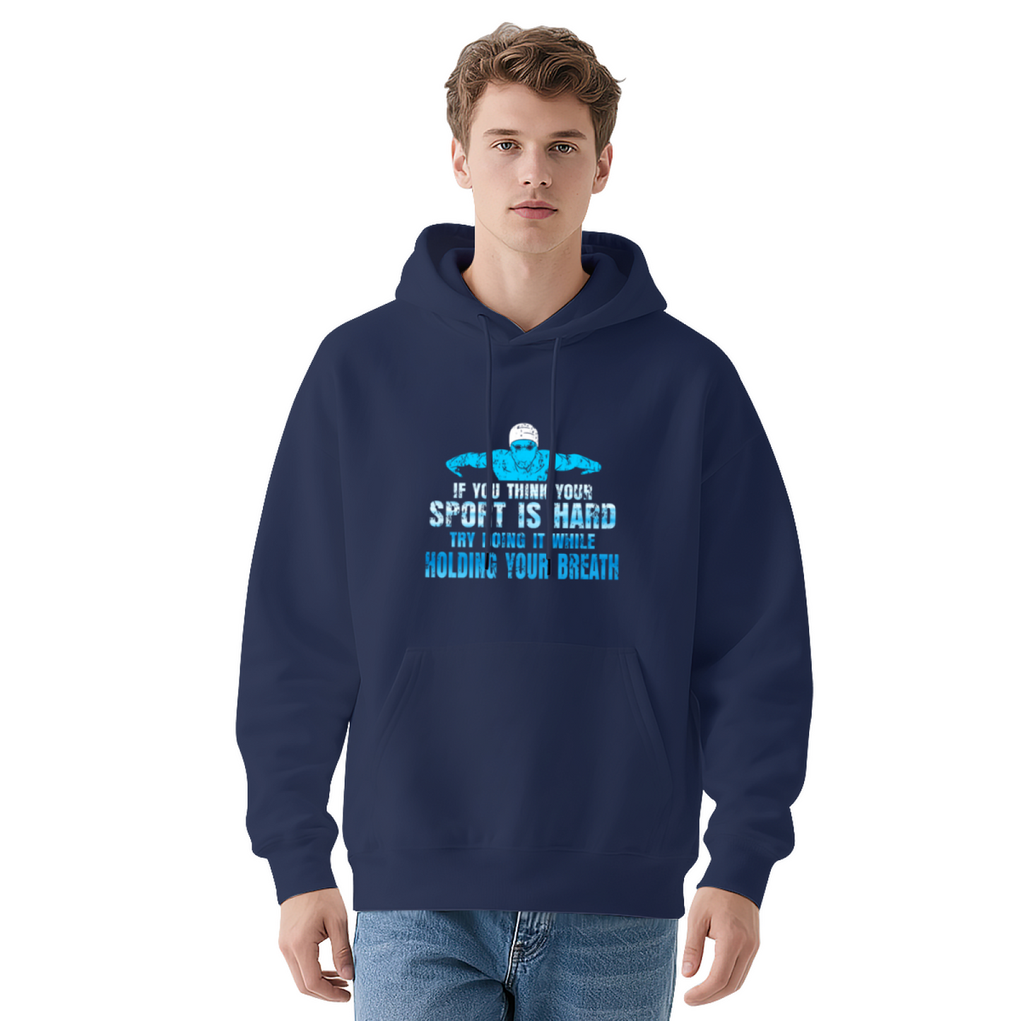 Swimming Hold Breath Sport Quote Dark Grey Hoodie, Comfort Swimmer Unisex Wear