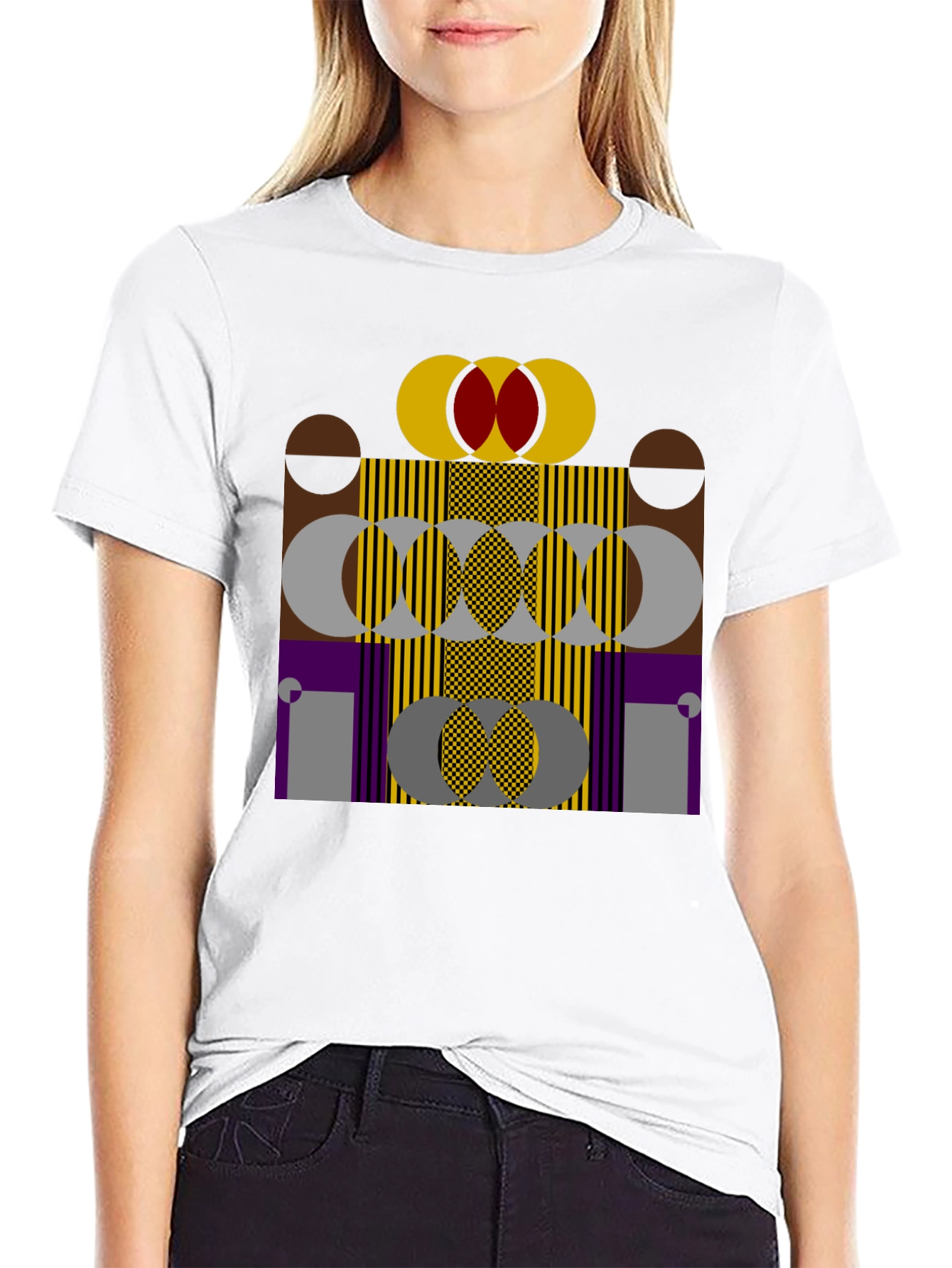 Abstract Geometric Graphic Print Black T-Shirt
