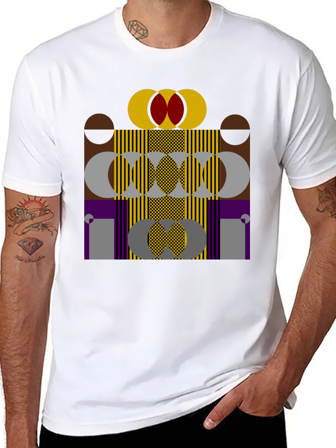 Abstract Geometric Graphic Print Black T-Shirt