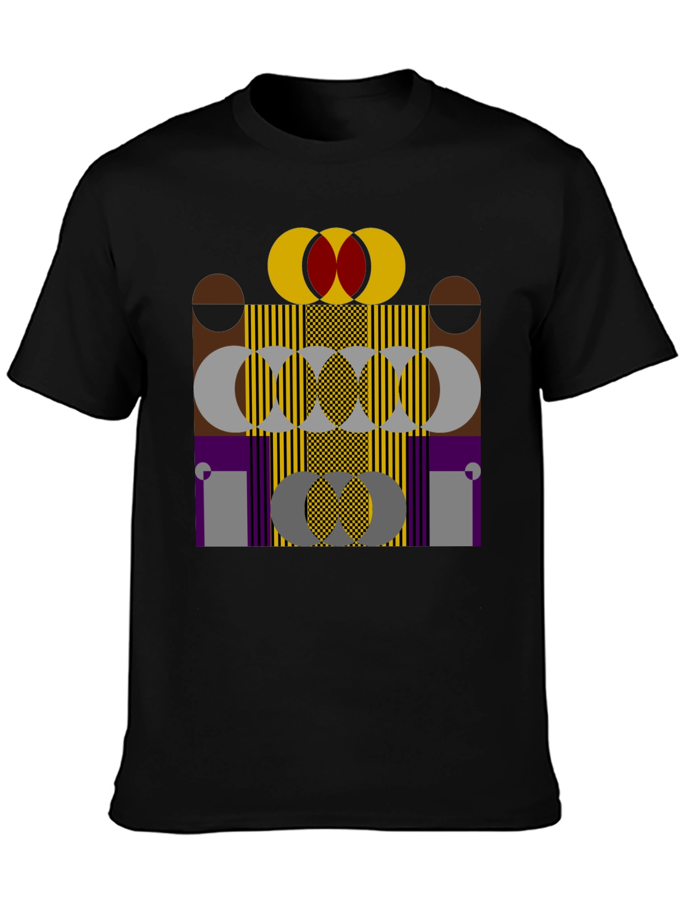Abstract Geometric Graphic Print Black T-Shirt