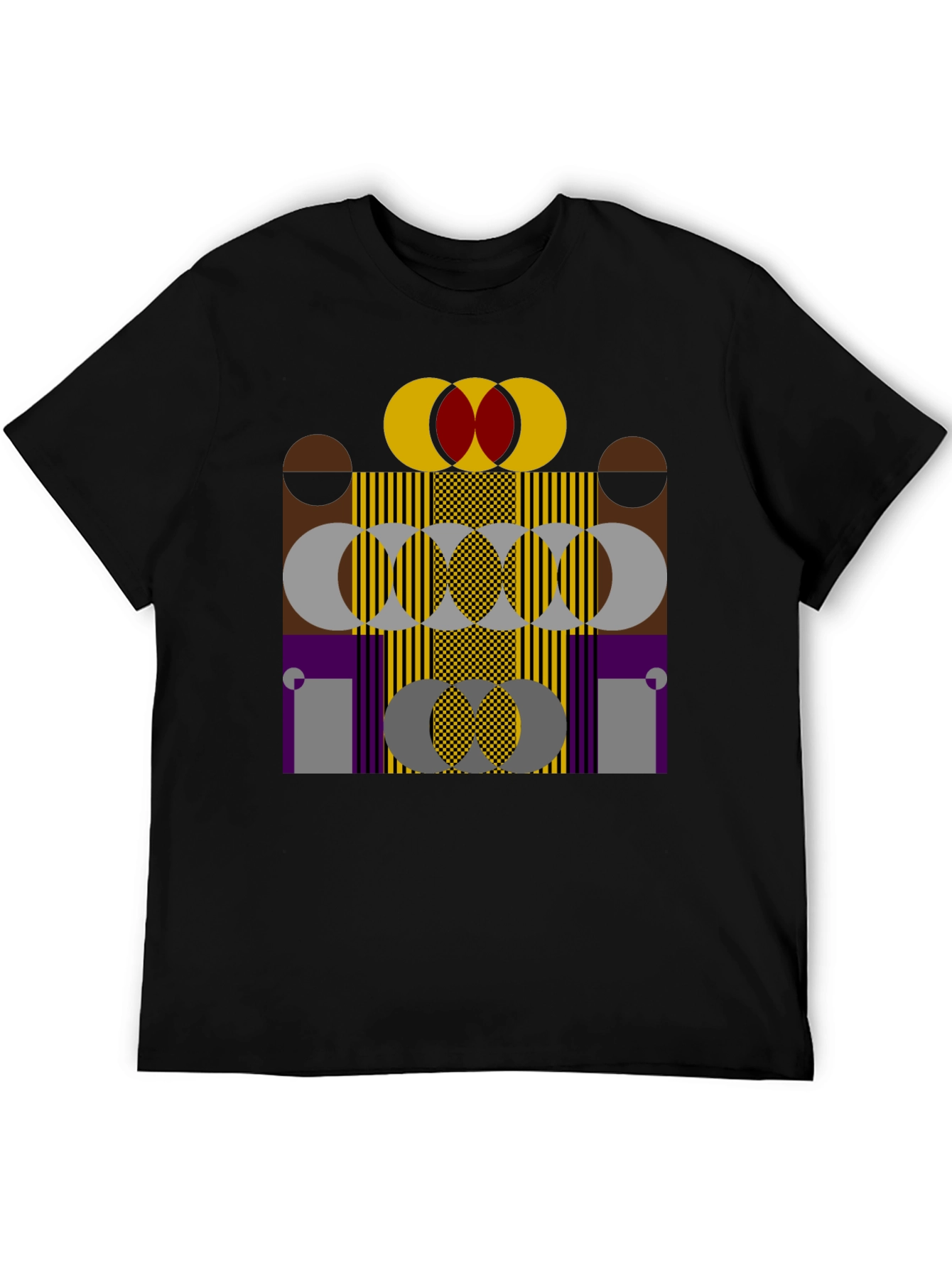 Abstract Geometric Graphic Print Black T-Shirt