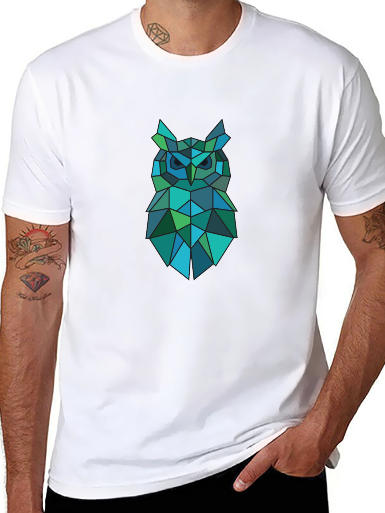 Geometric Owl Graphic T-Shirt - Modern Design
