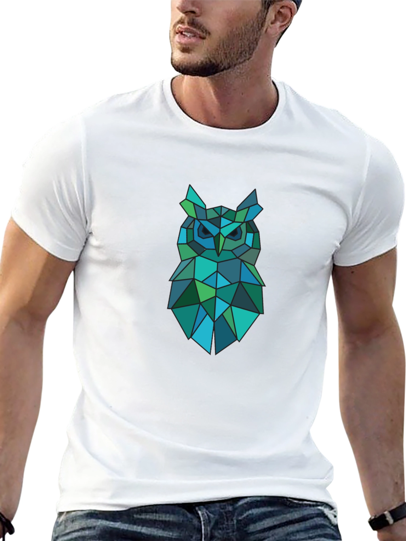 Geometric Owl Graphic T-Shirt - Modern Design