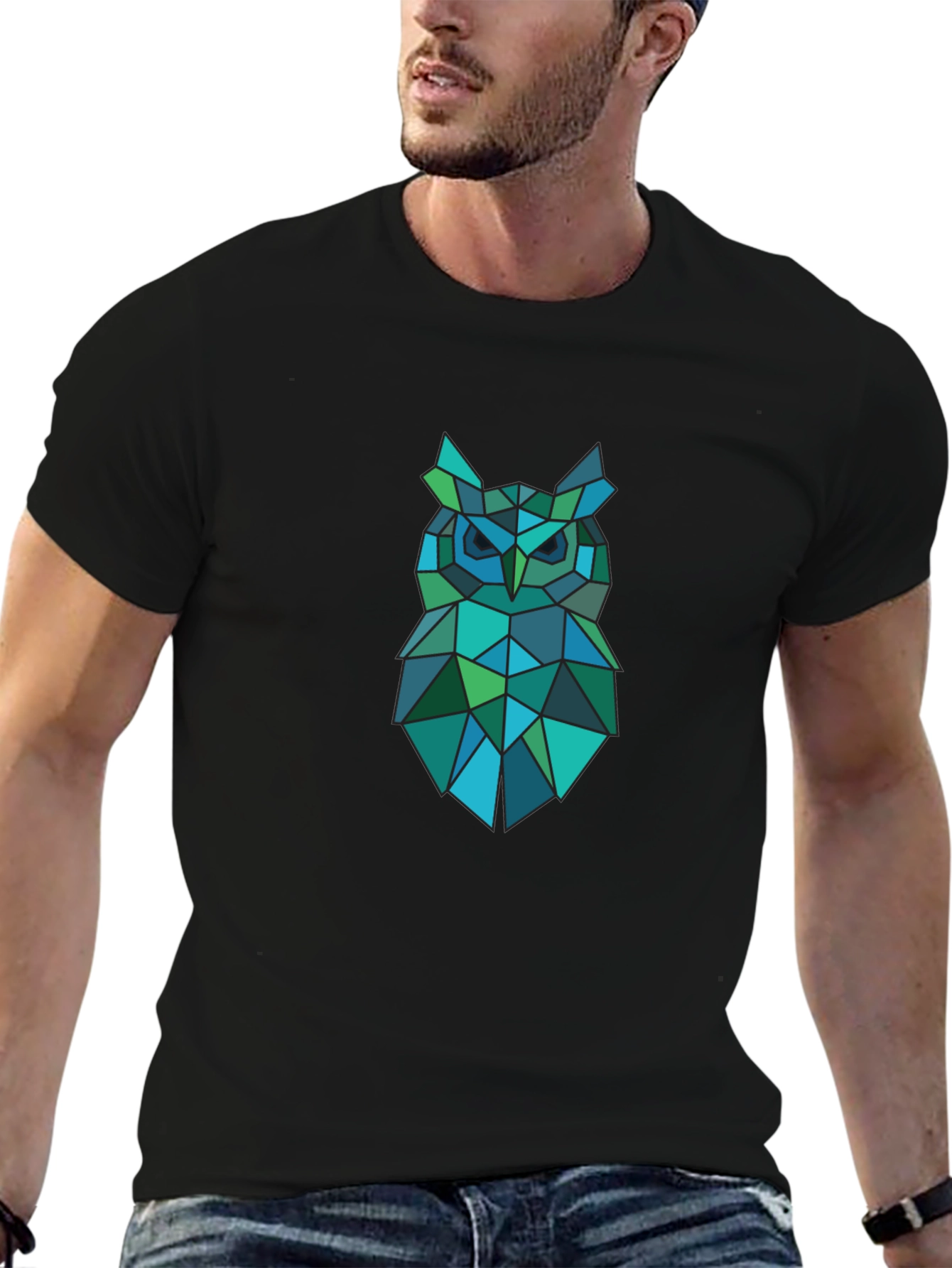 Geometric Owl Graphic T-Shirt - Modern Design