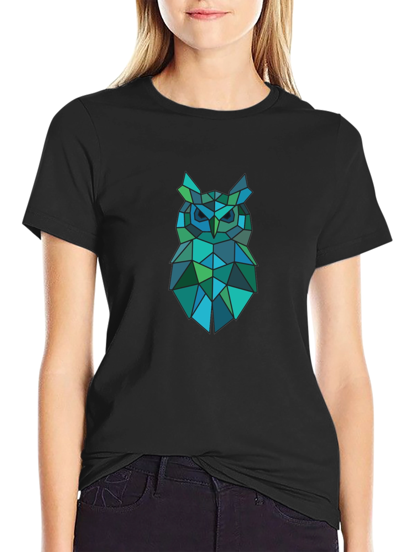 Geometric Owl Graphic T-Shirt - Modern Design