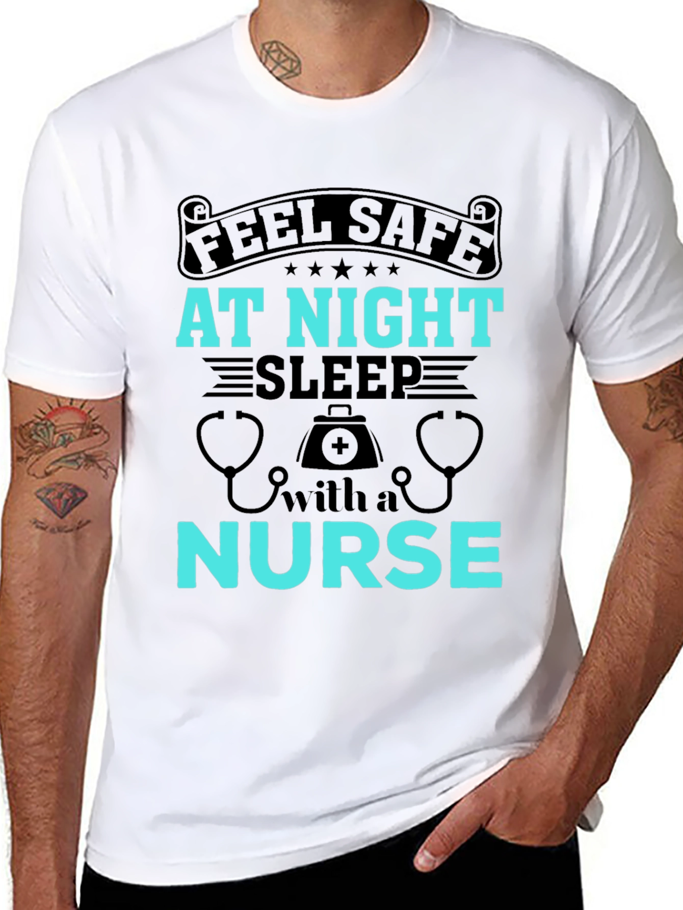 Feel Safe At Night Nurse Graphic Tee