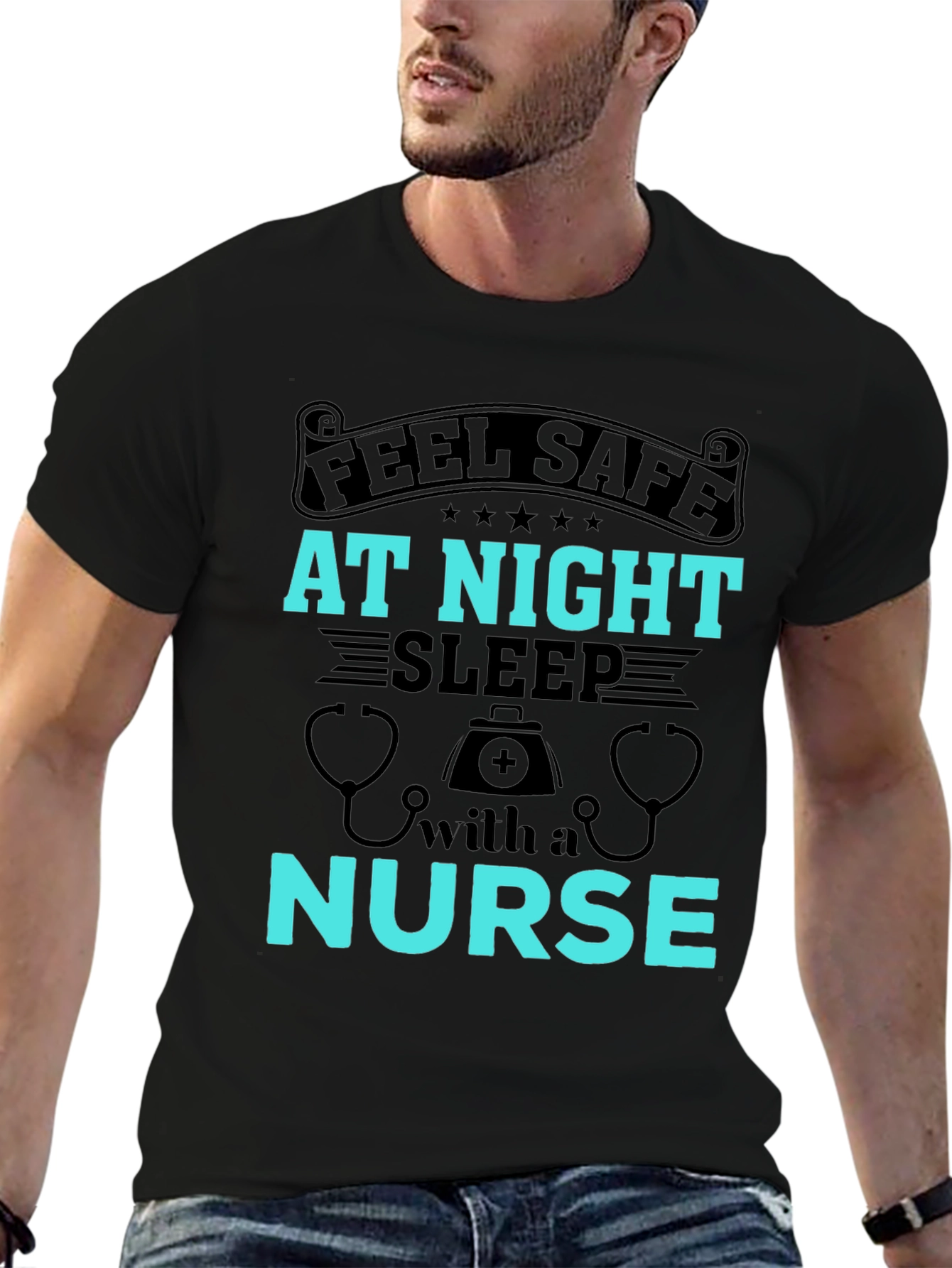 Feel Safe At Night Nurse Graphic Tee