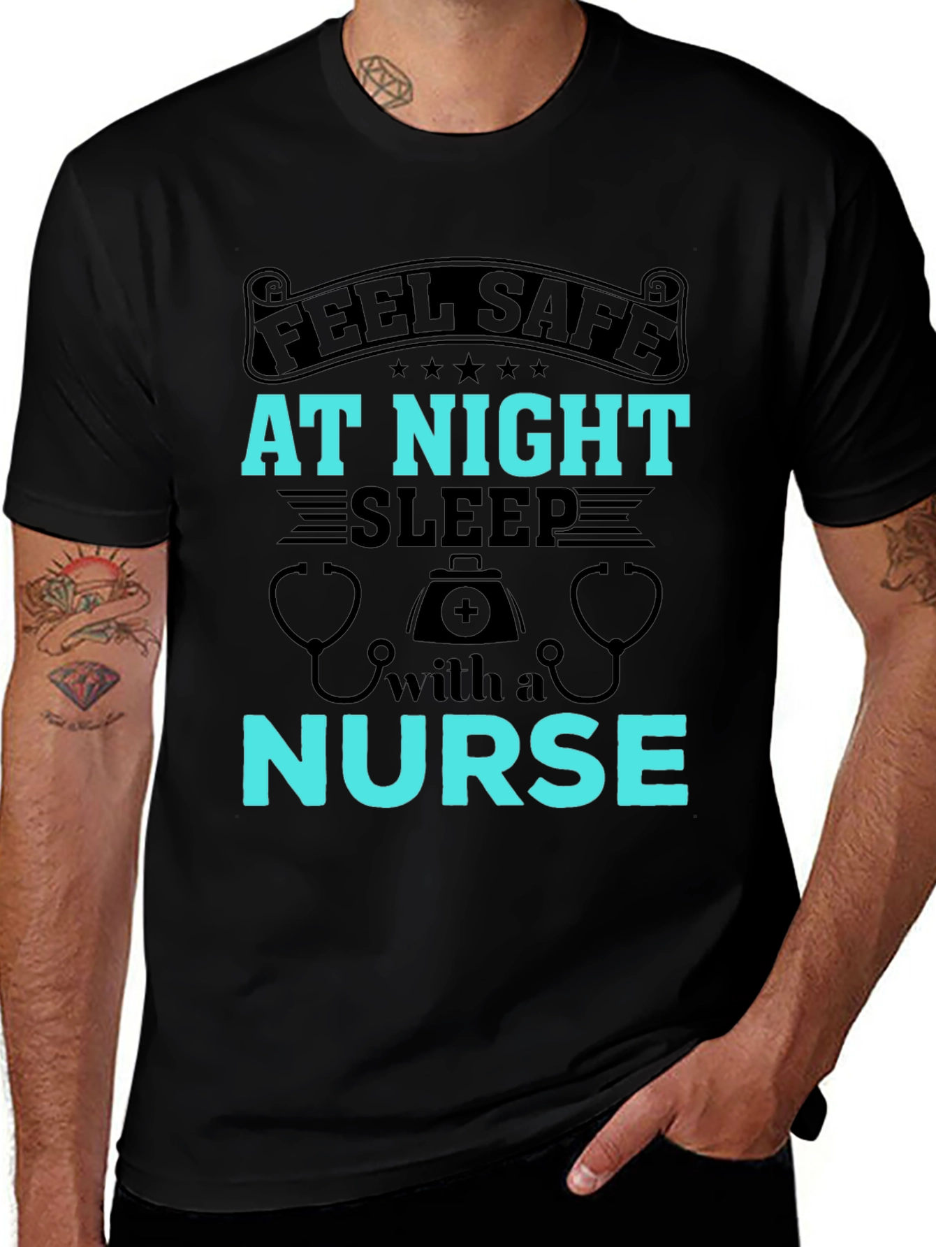 Feel Safe At Night Nurse Graphic Tee