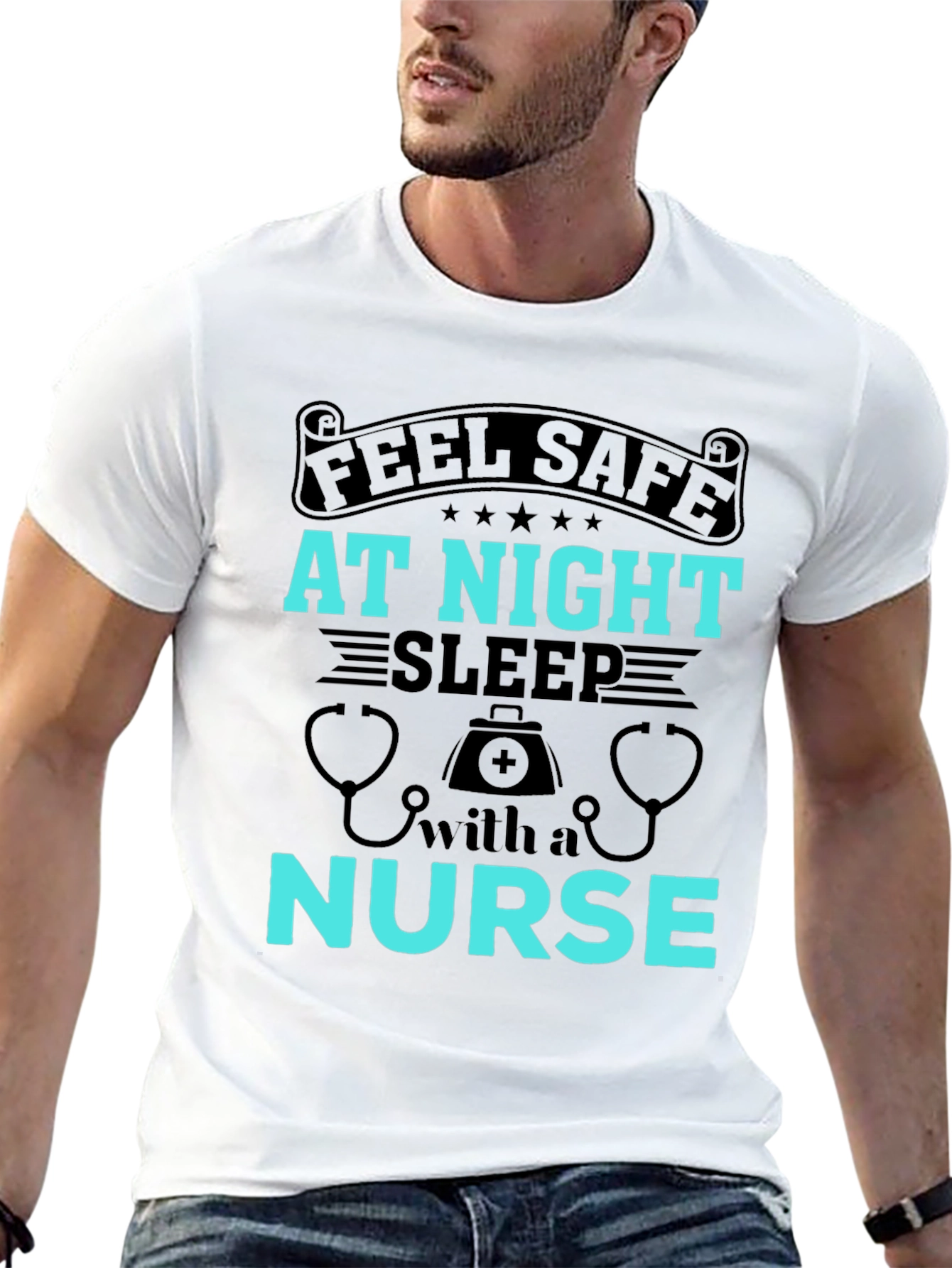 Feel Safe At Night Nurse Graphic Tee