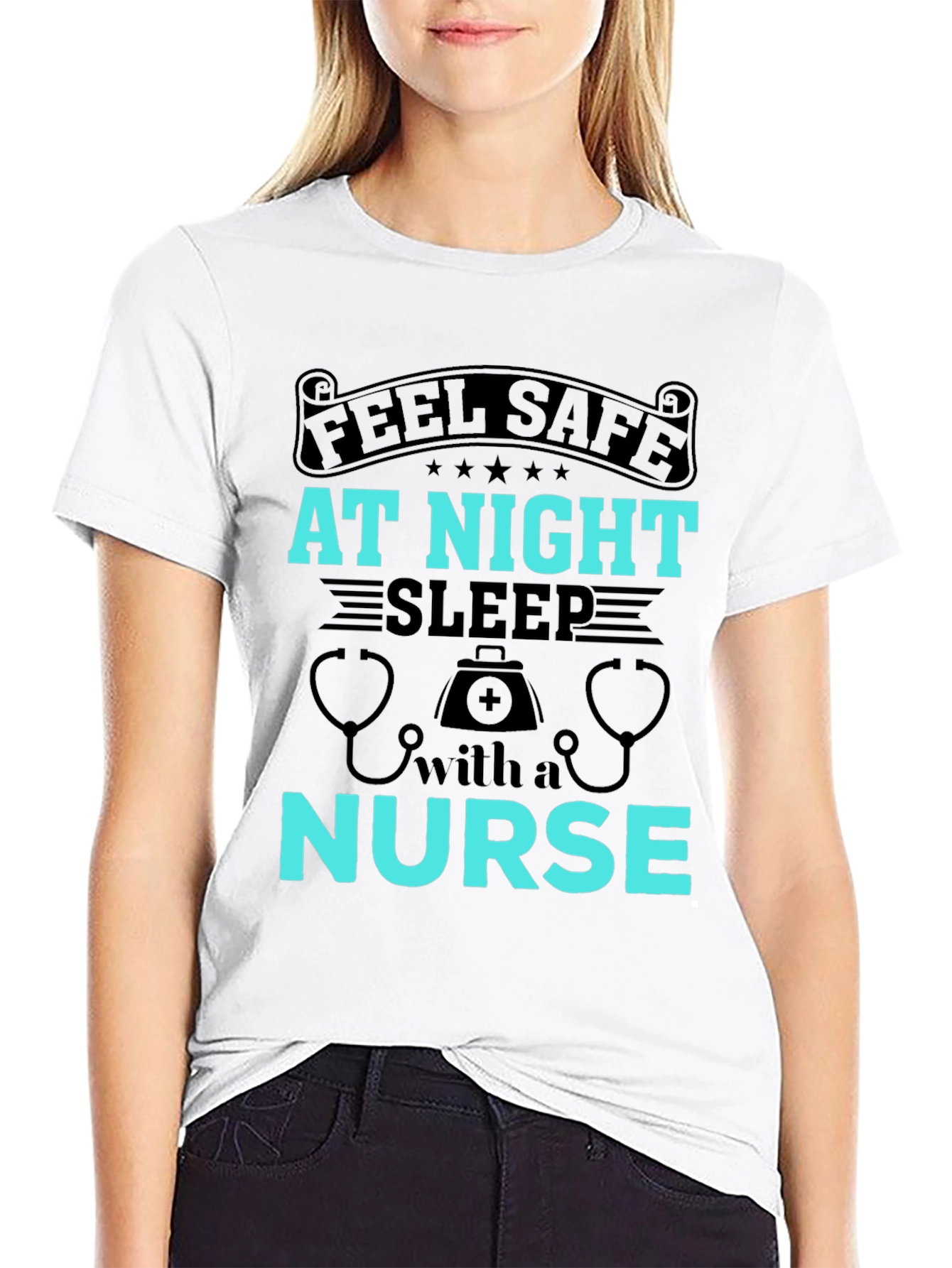 Feel Safe At Night Nurse Graphic Tee