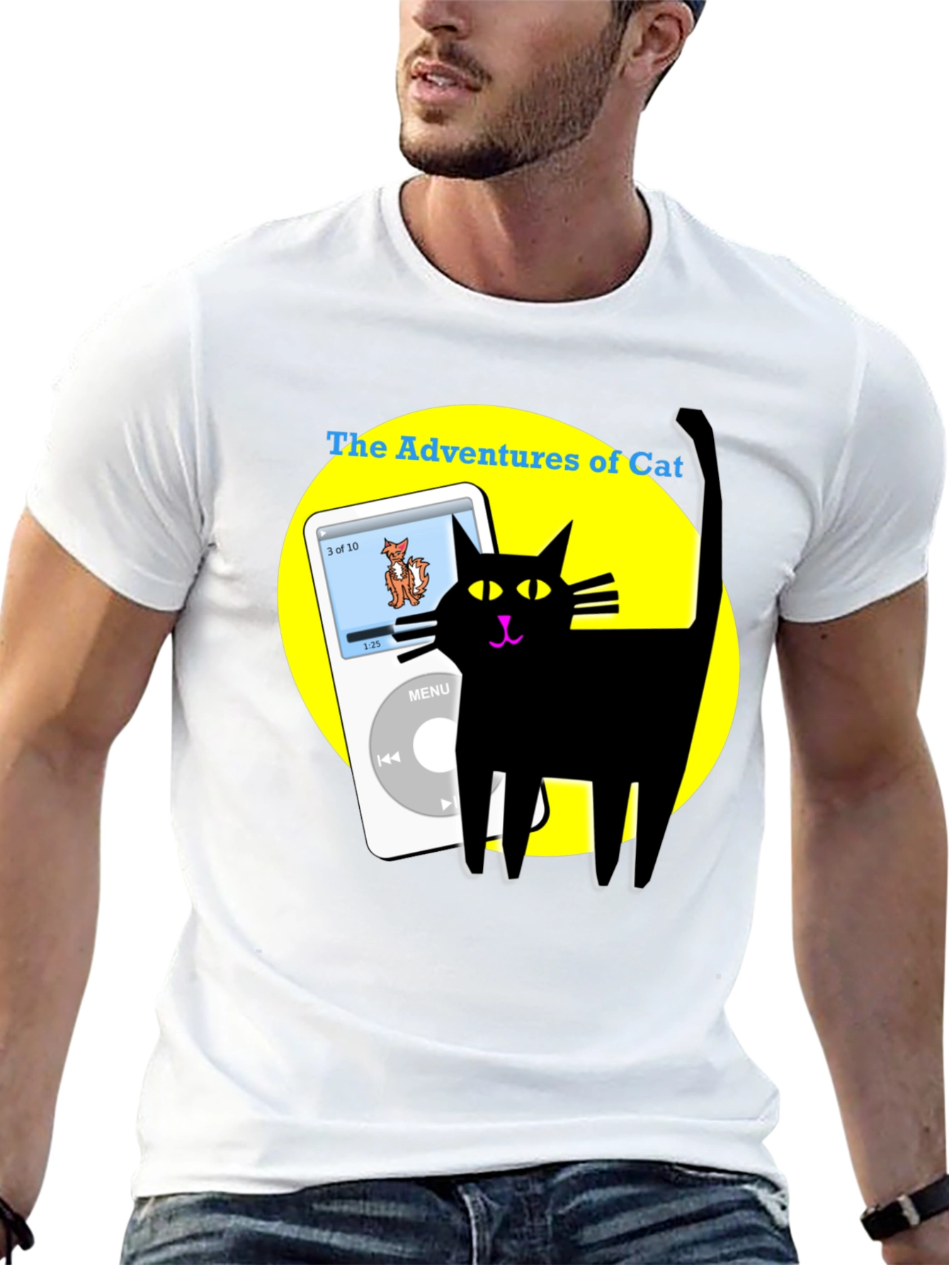 Adventures of Cat T-Shirt - Black Cotton Tee