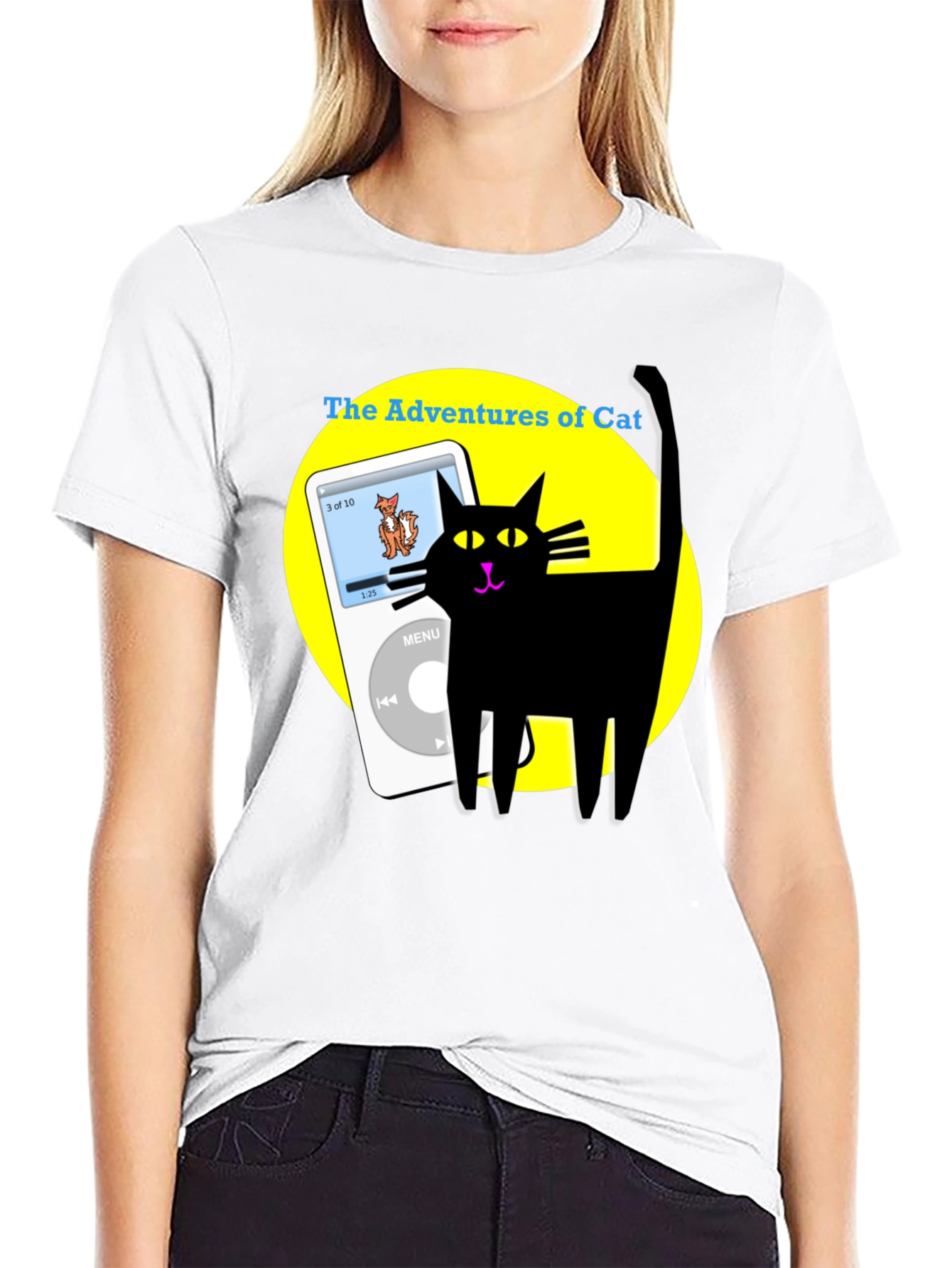 Adventures of Cat T-Shirt - Black Cotton Tee
