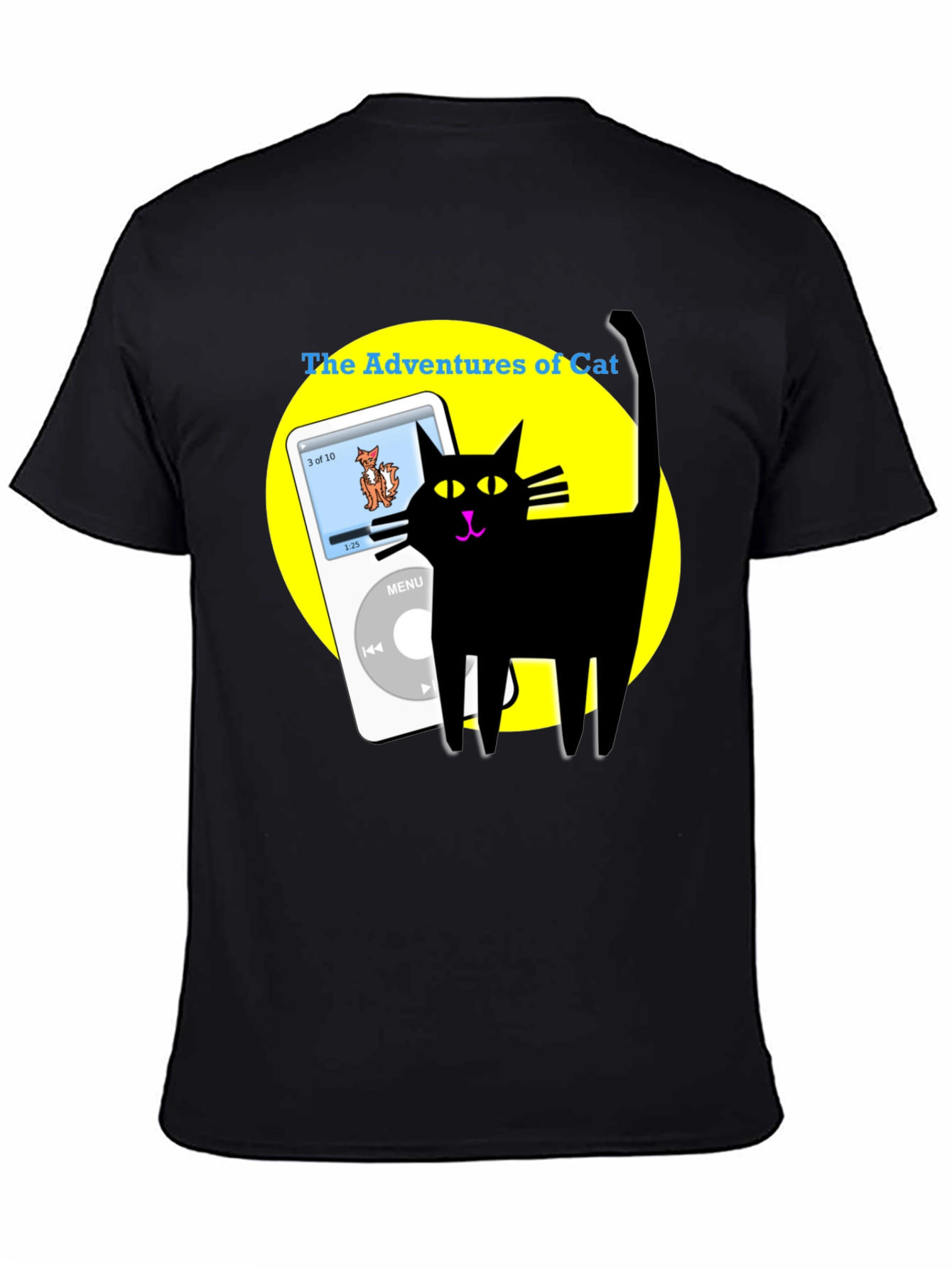 Adventures of Cat T-Shirt - Black Cotton Tee