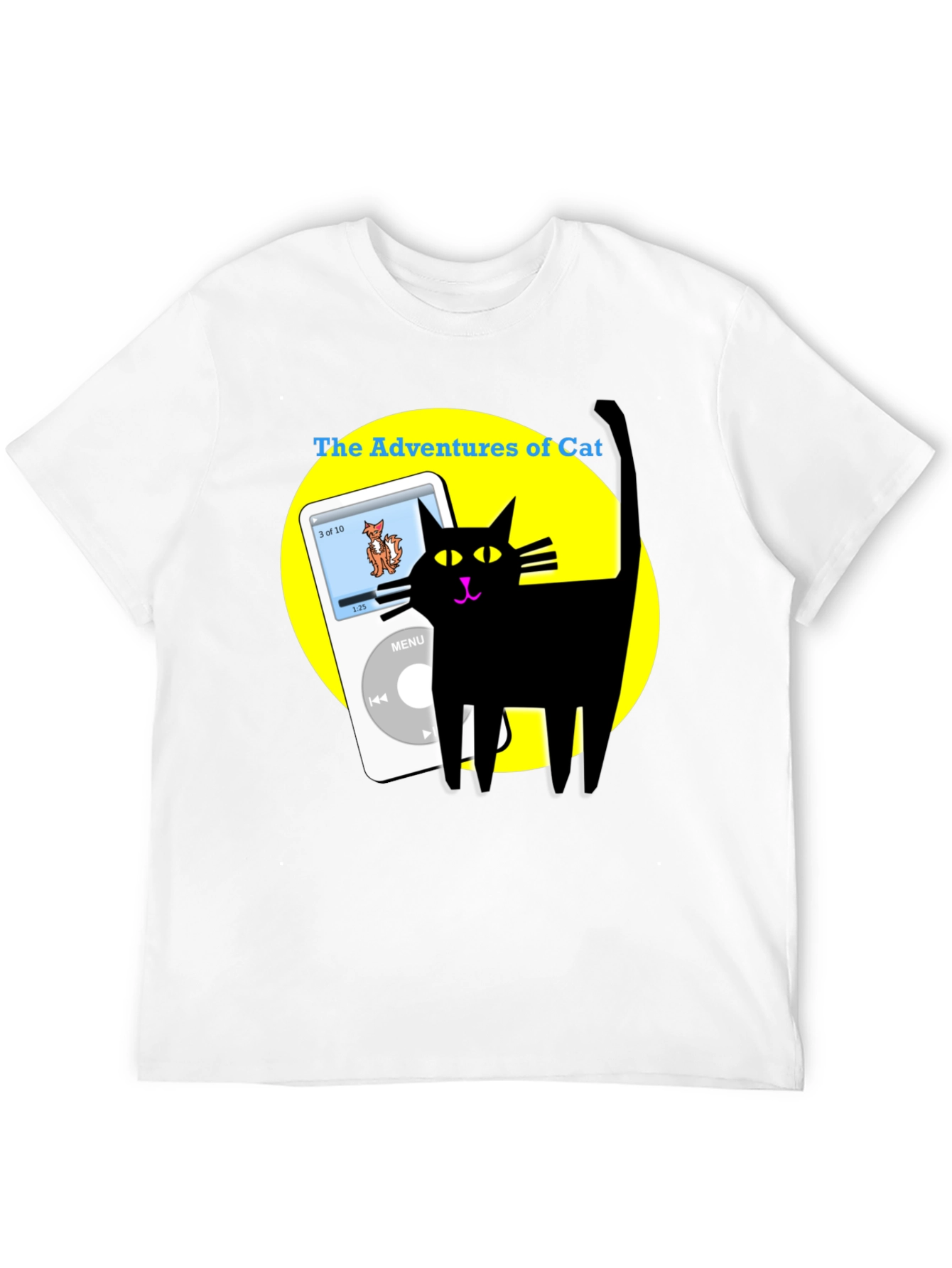 Adventures of Cat T-Shirt - Black Cotton Tee