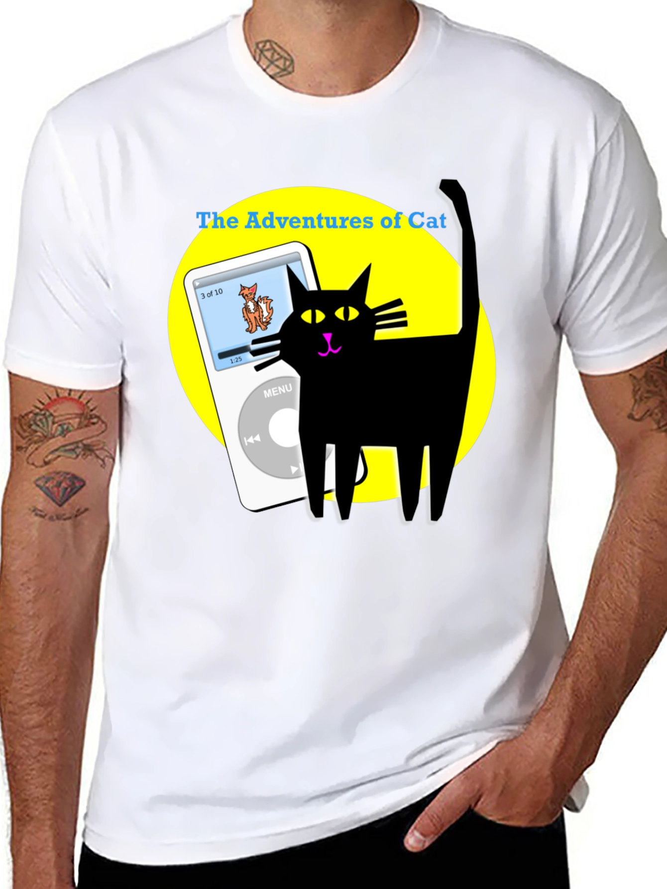 Adventures of Cat T-Shirt - Black Cotton Tee