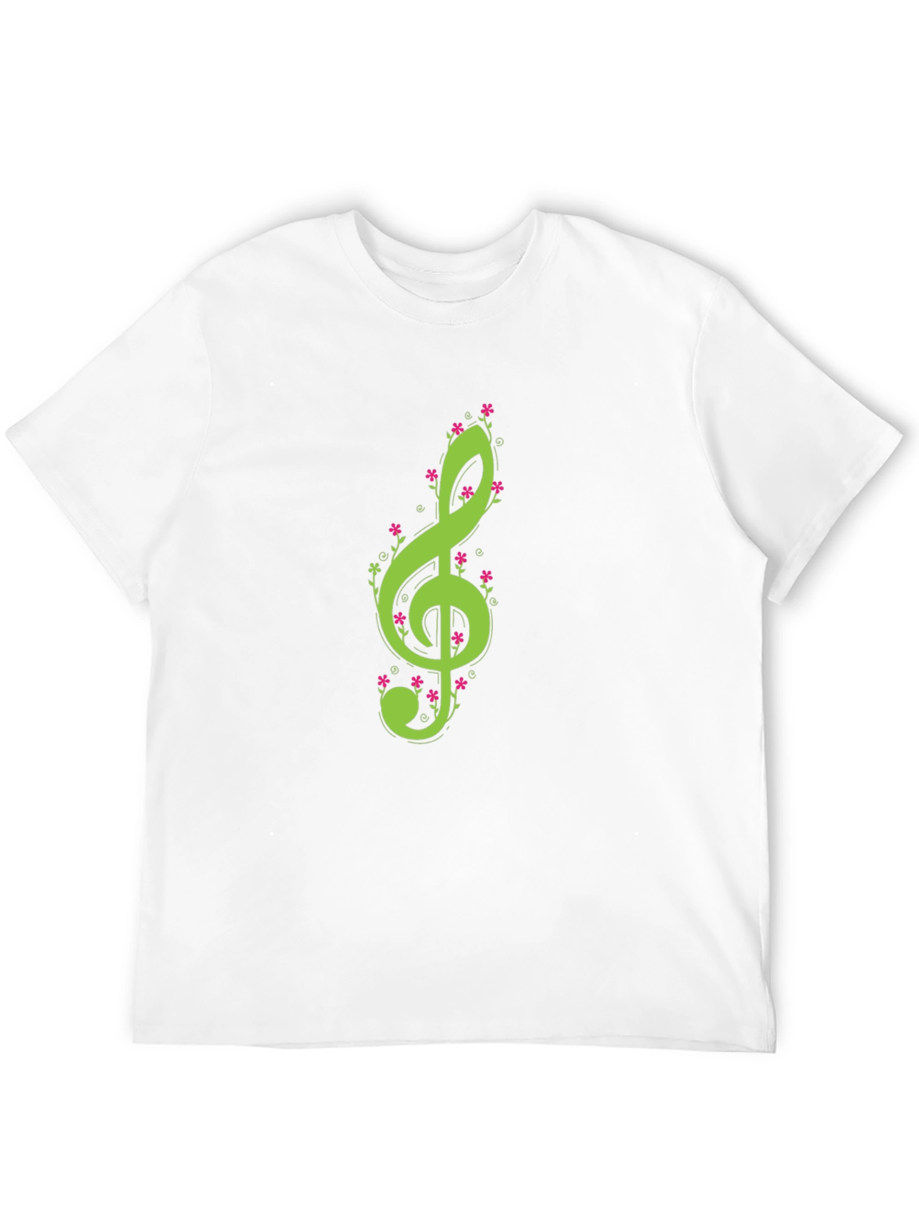 Floral Treble Clef Black T-Shirt
