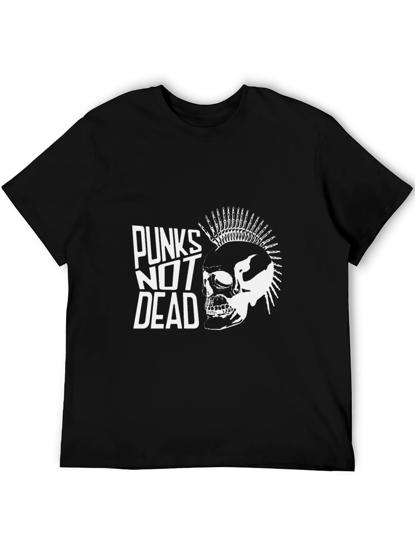 Punks Not Dead Graphic Tee - Skull Mohawk