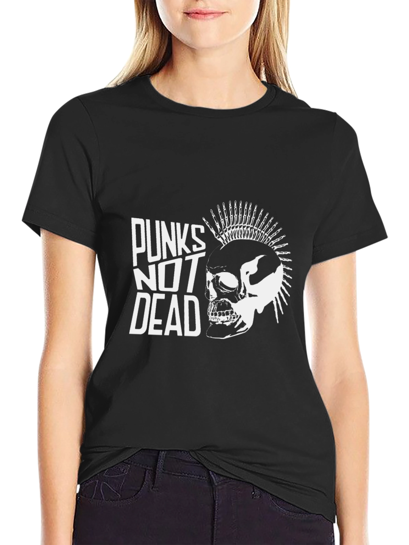 Punks Not Dead Graphic Tee - Skull Mohawk