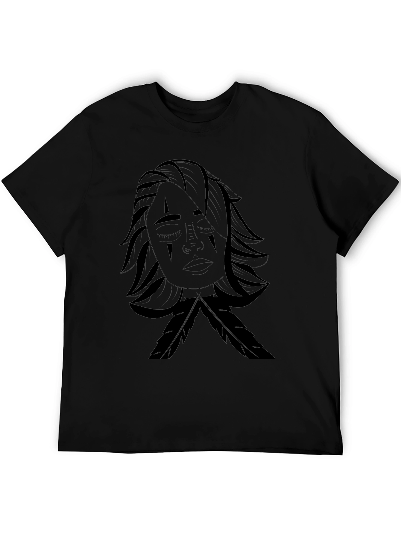 Black T-Shirt with Indigenous Woman Graphic