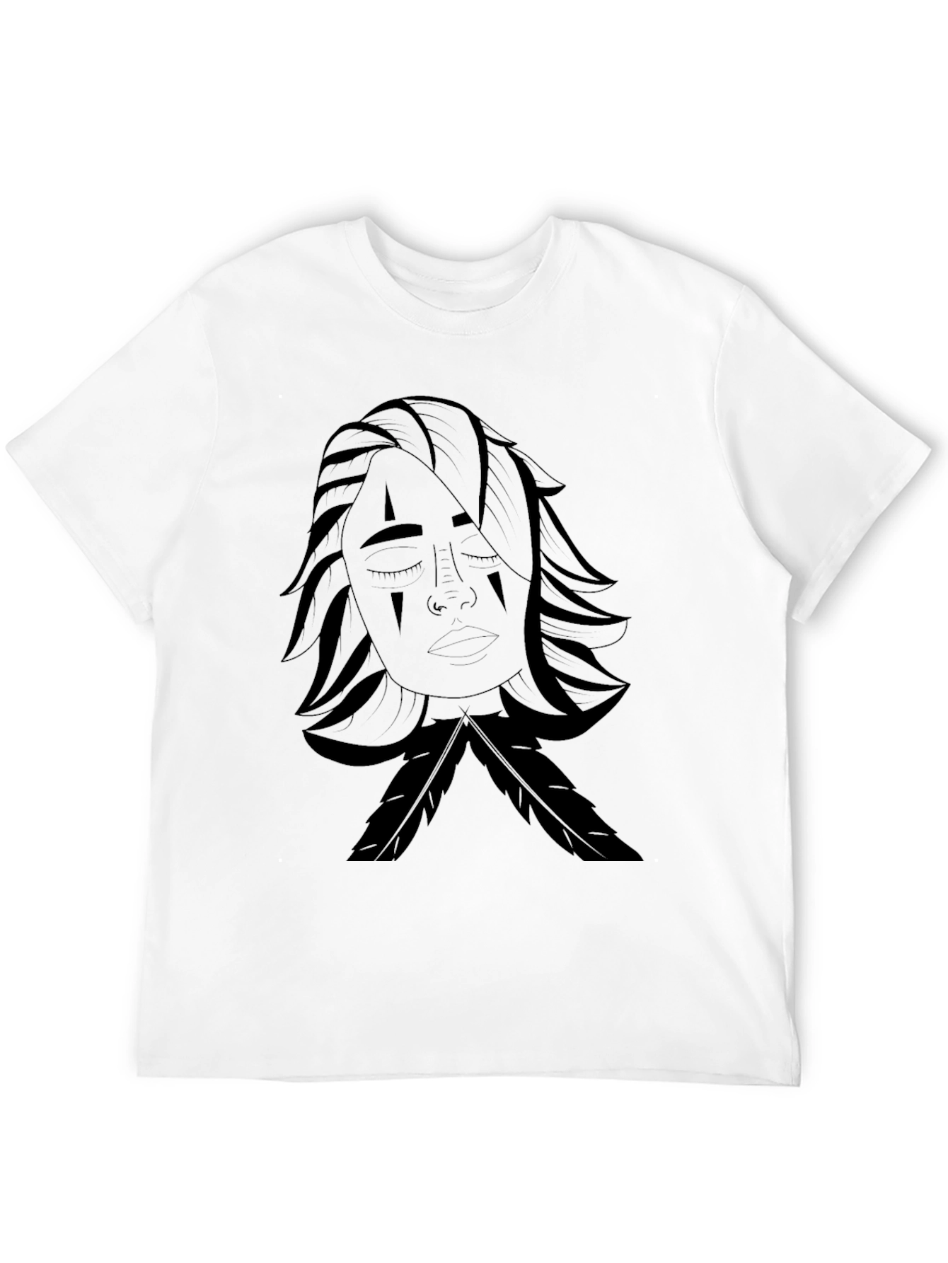 Black T-Shirt with Indigenous Woman Graphic