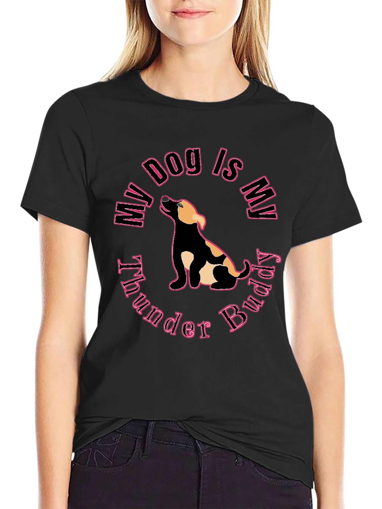 My Dog is My Thunder Buddy Black T-Shirt