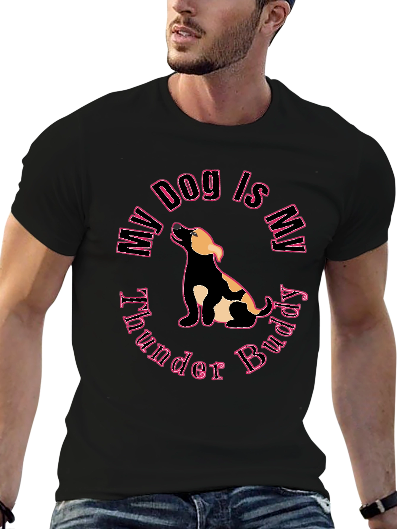 My Dog is My Thunder Buddy Black T-Shirt
