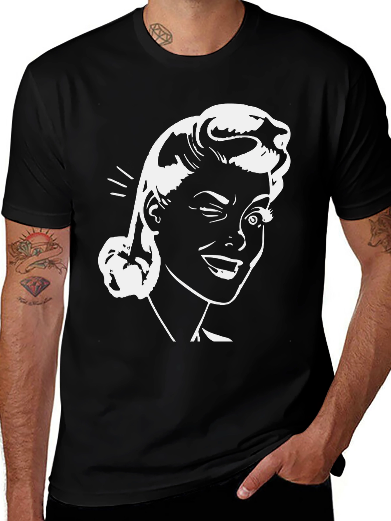 Retro Winking Woman Graphic Tee