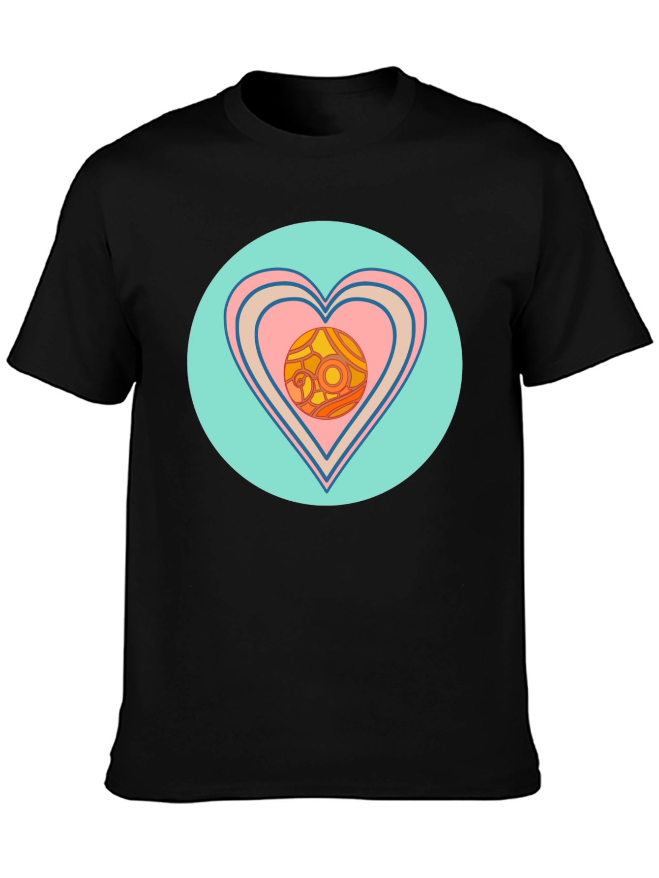 Retro Heart Graphic T-Shirt - Black