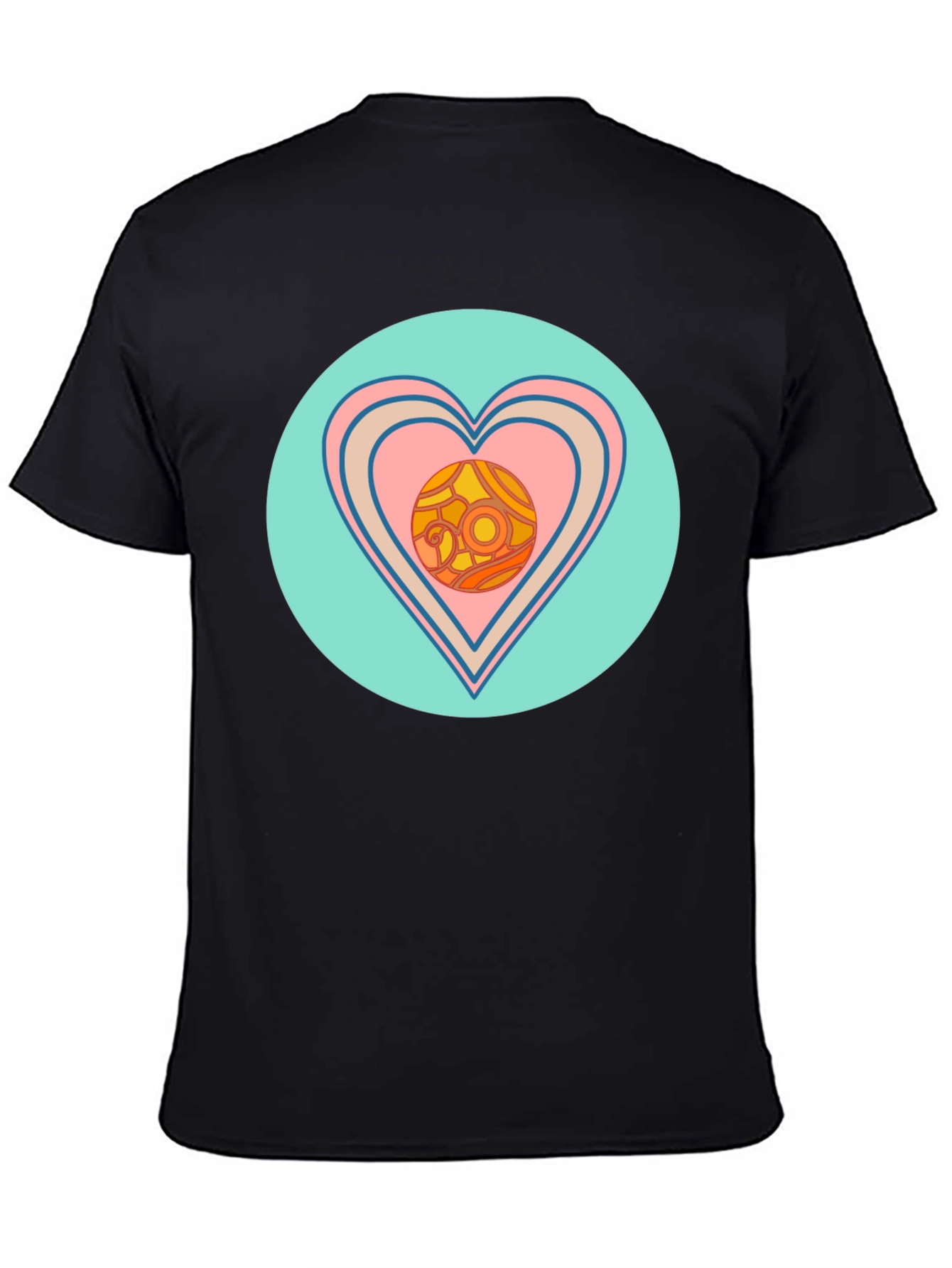 Retro Heart Graphic T-Shirt - Black