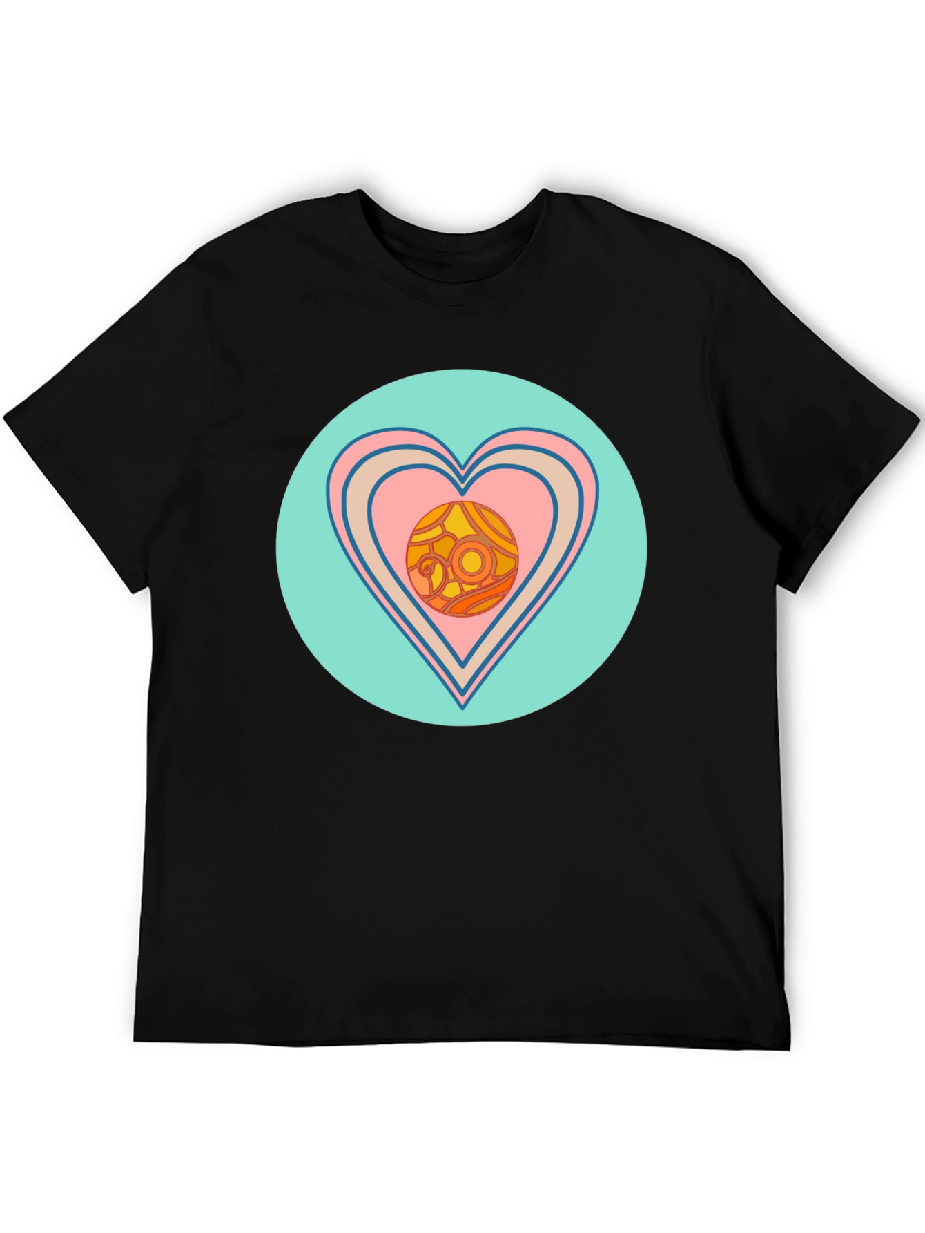 Retro Heart Graphic T-Shirt - Black