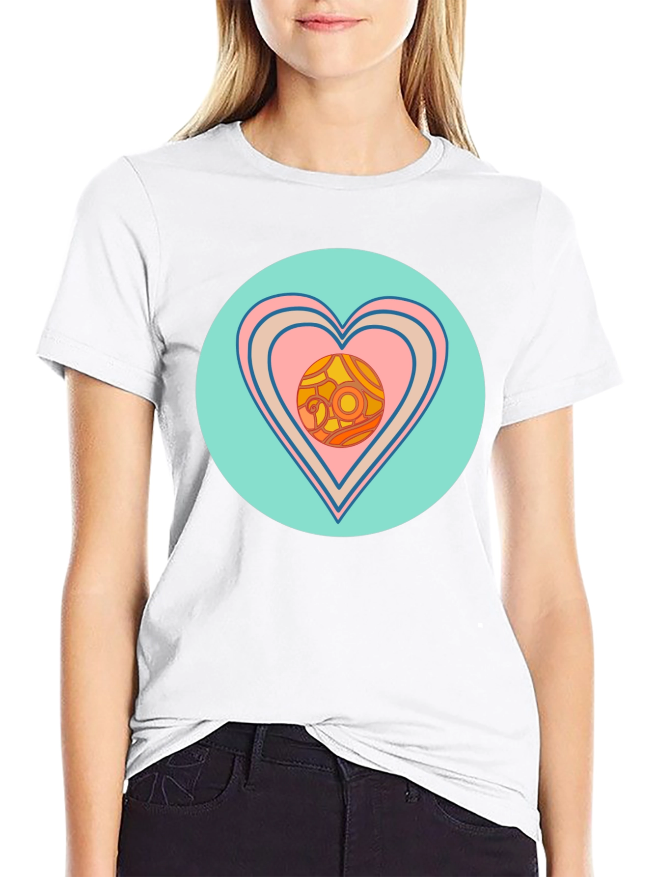 Retro Heart Graphic T-Shirt - Black
