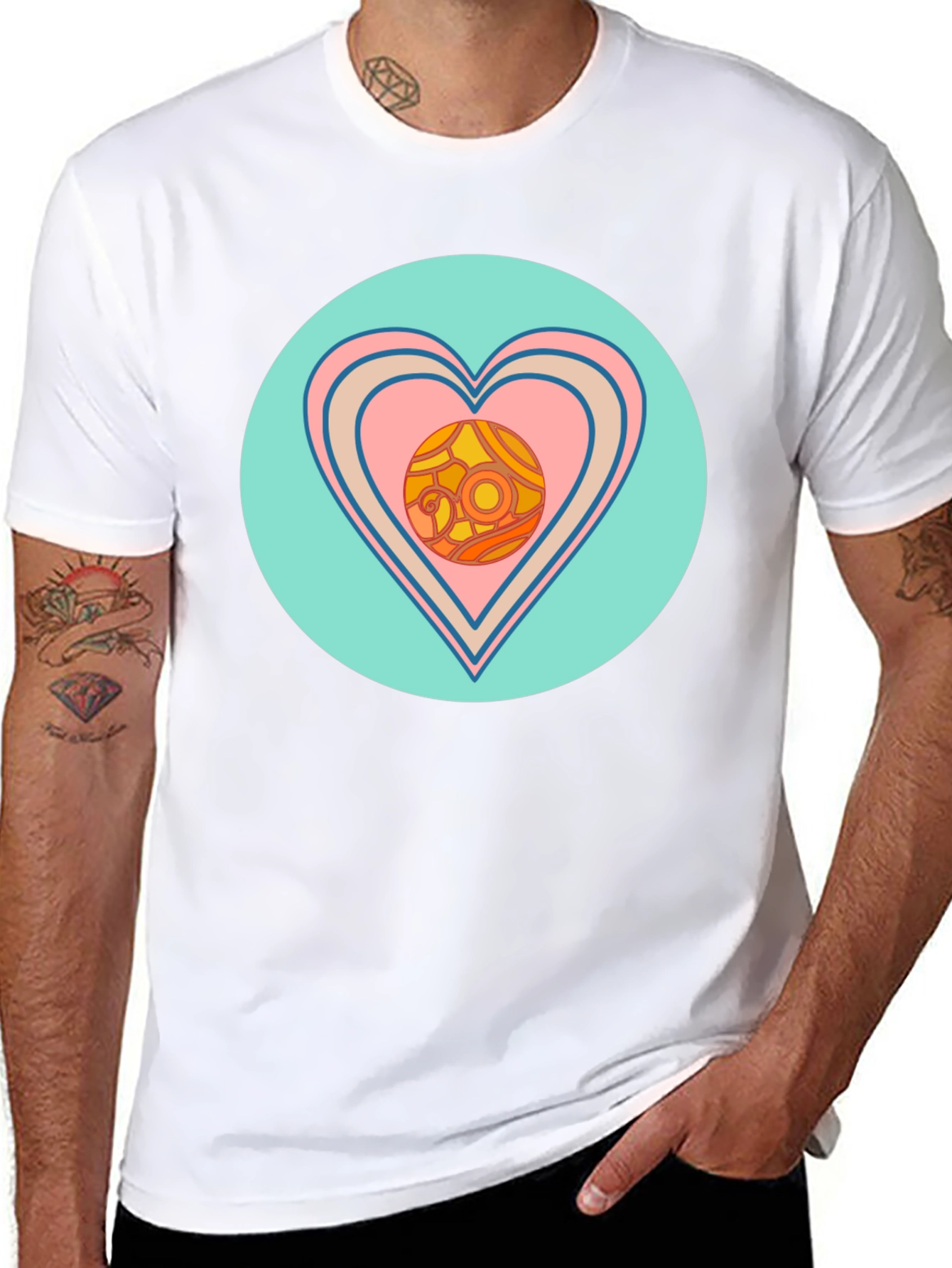 Retro Heart Graphic T-Shirt - Black