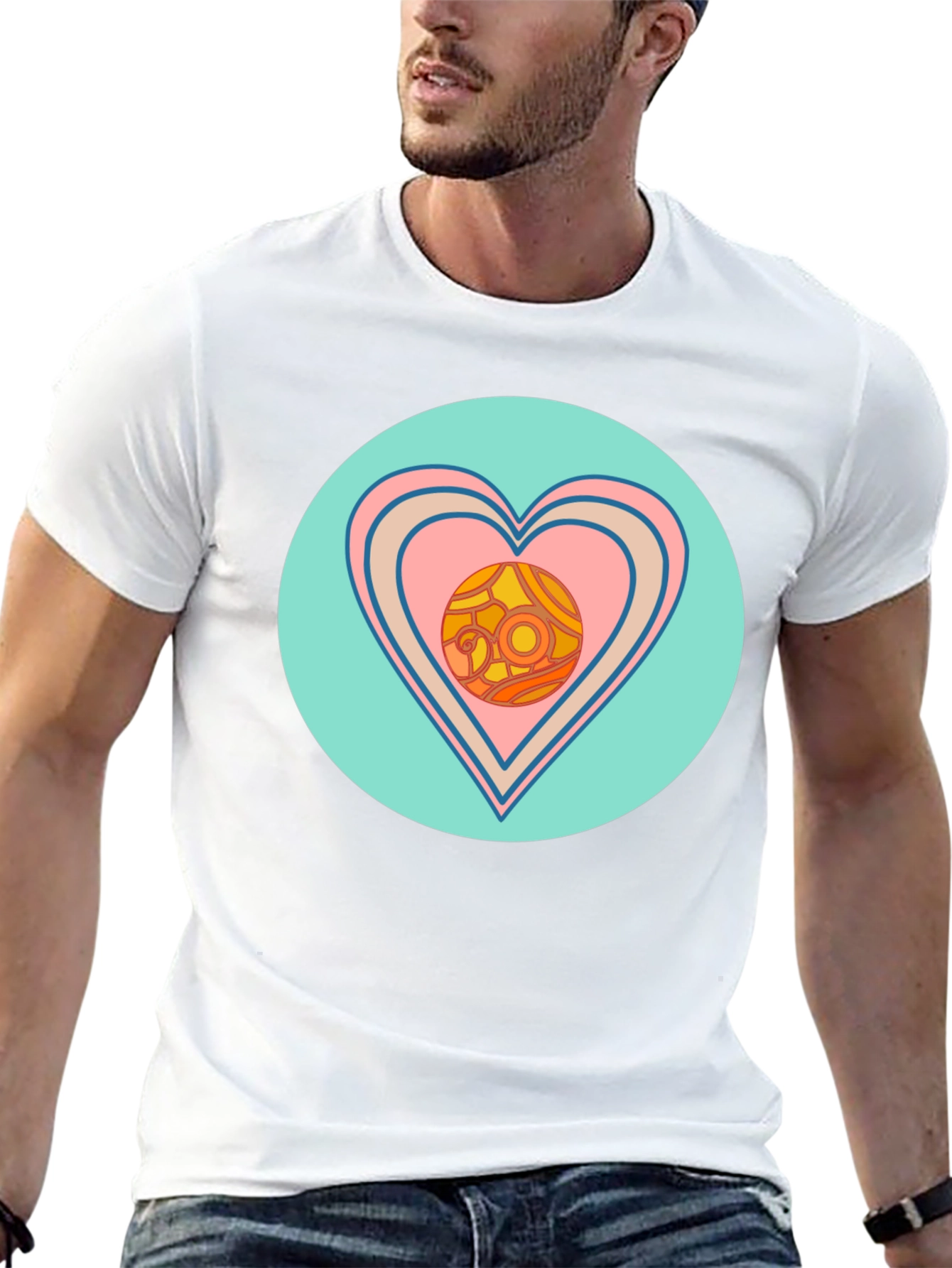 Retro Heart Graphic T-Shirt - Black