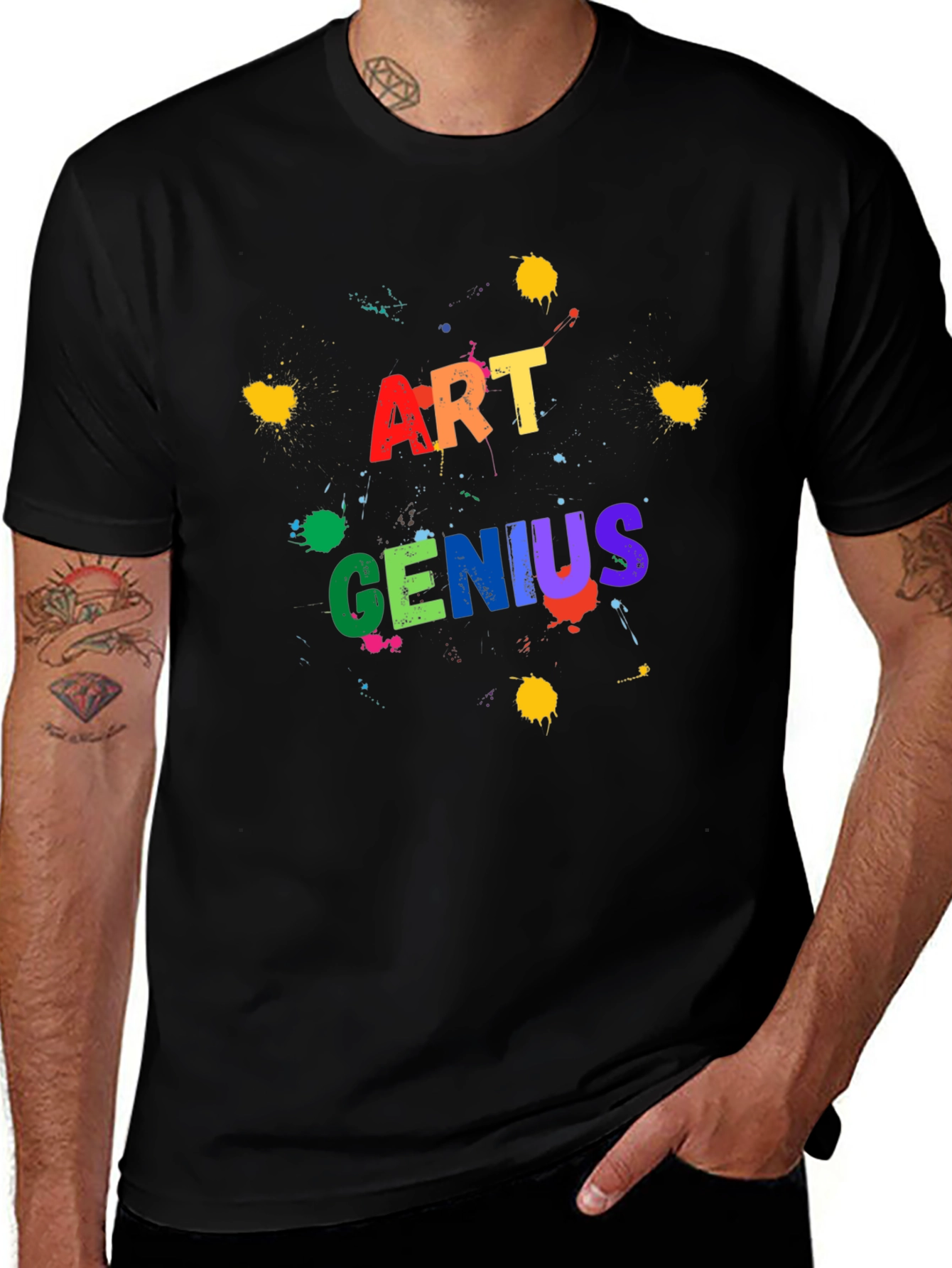 Art Genius Graphic Print Black T-Shirt