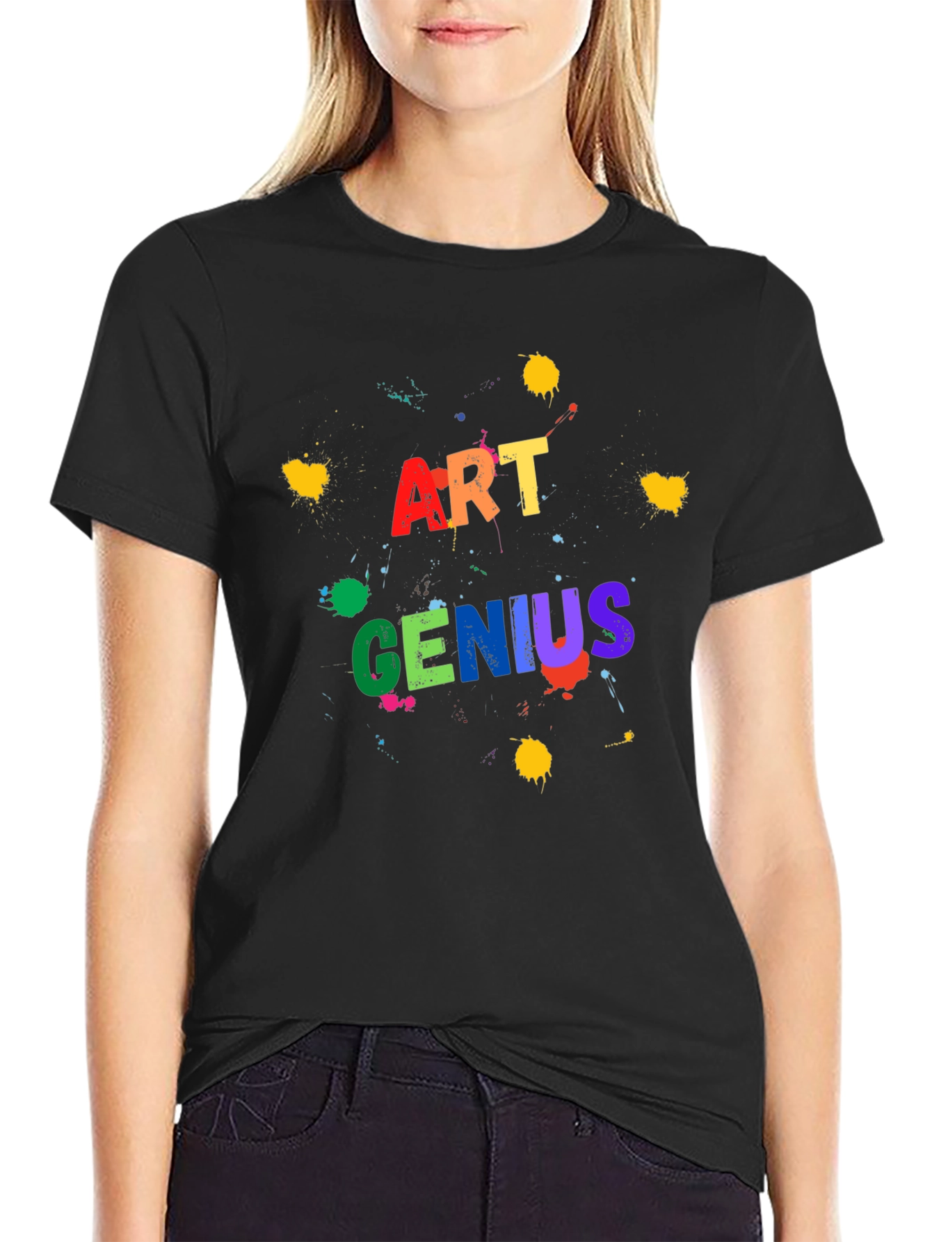 Art Genius Graphic Print Black T-Shirt