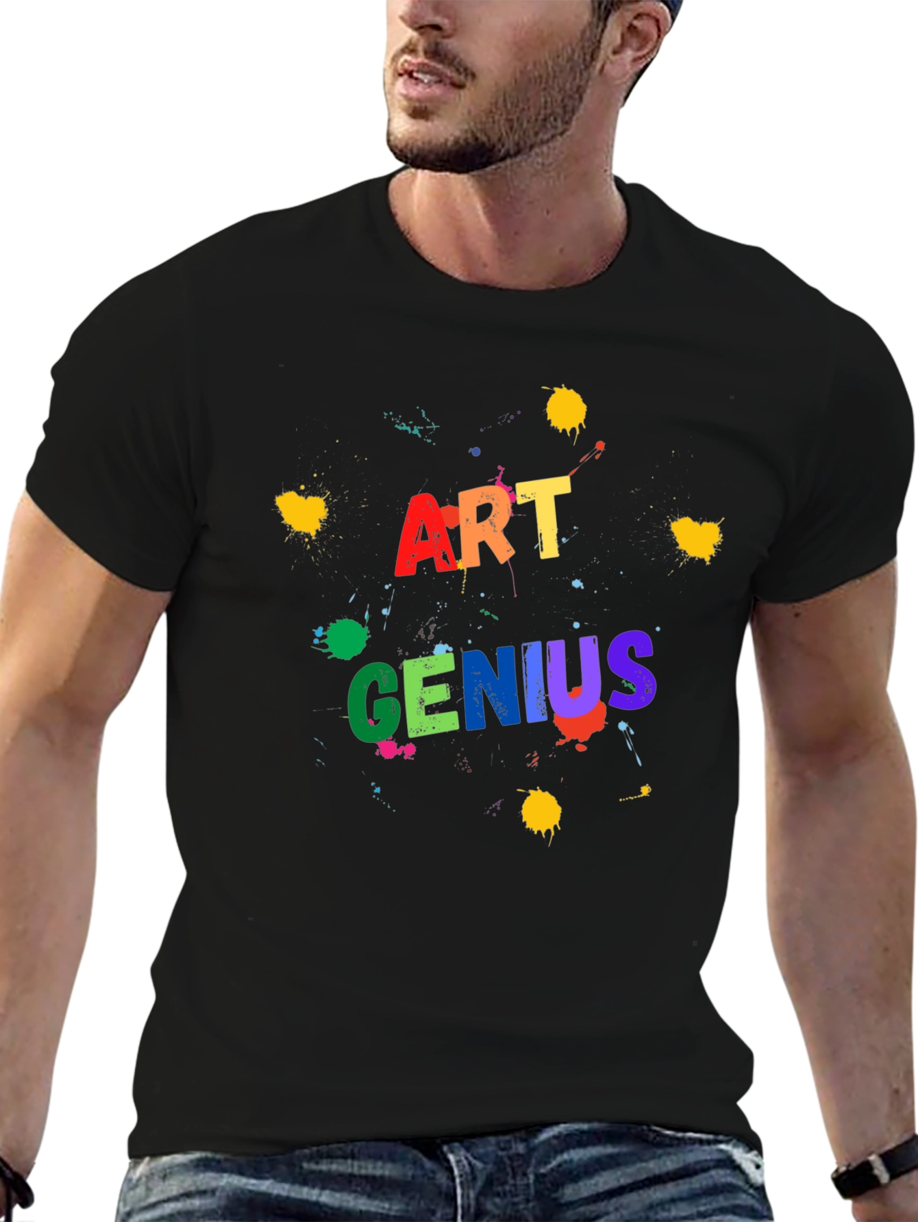 Art Genius Graphic Print Black T-Shirt
