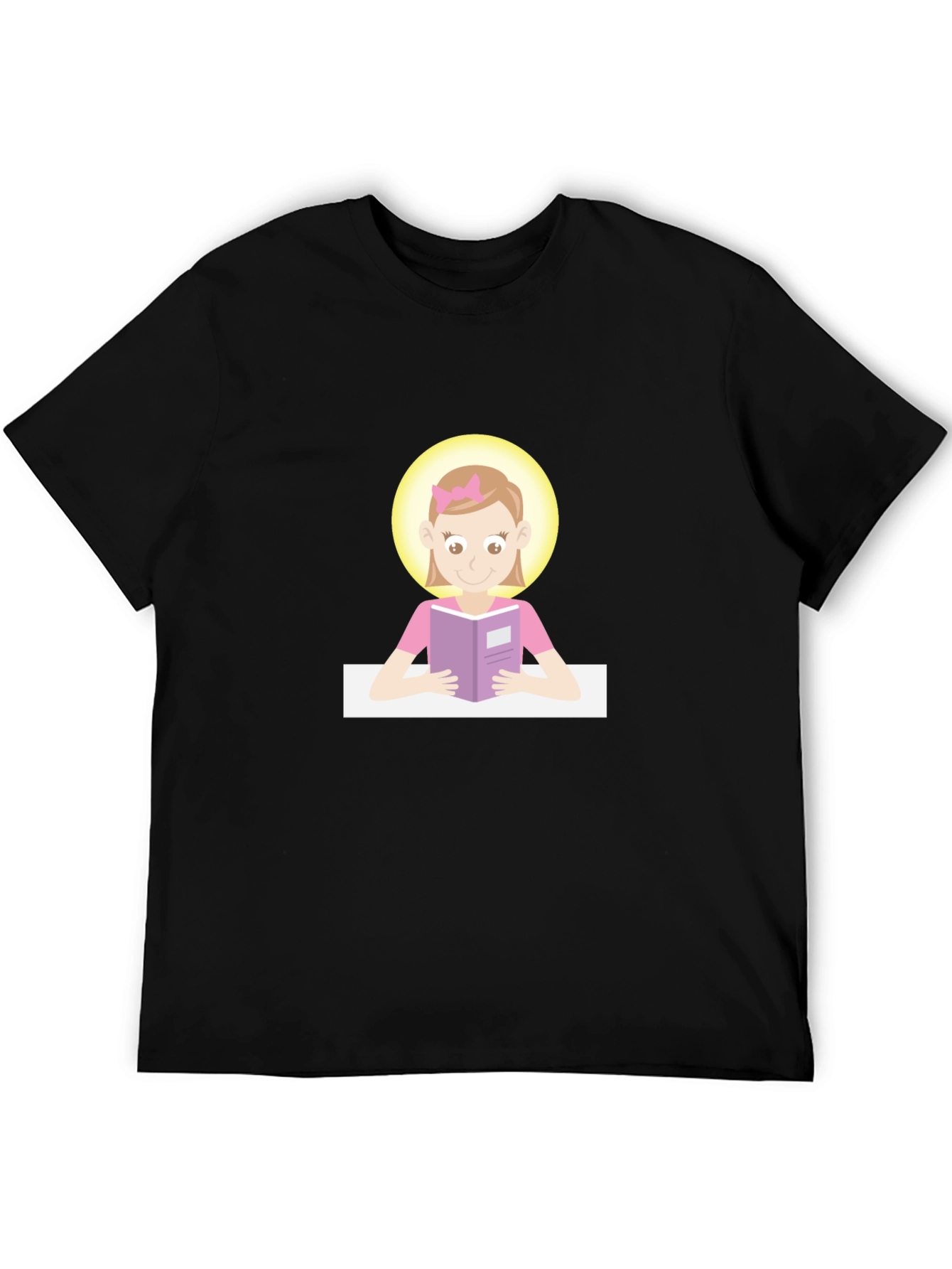 Black Graphic Tee - Girl Reading