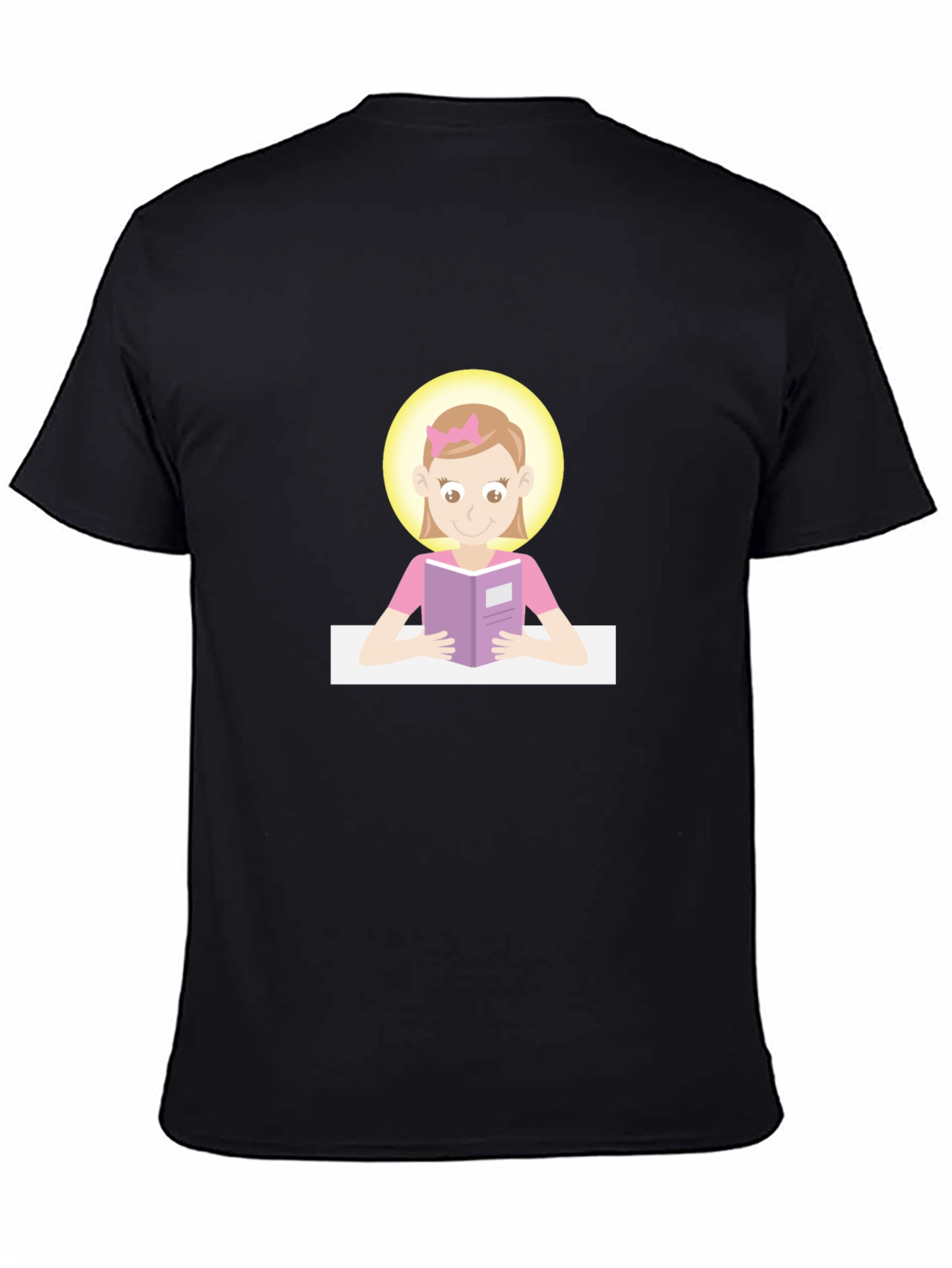 Black Graphic Tee - Girl Reading