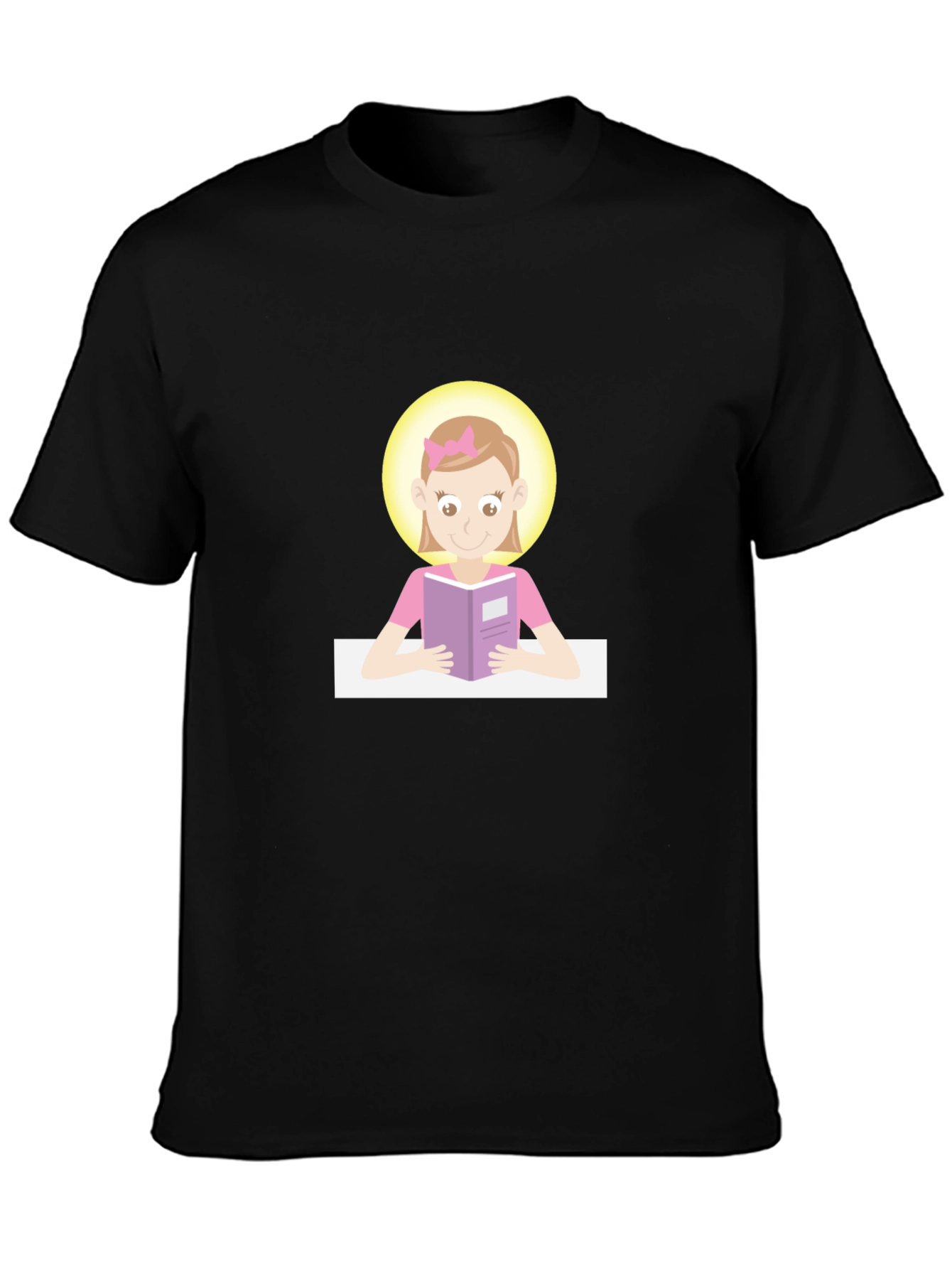 Black Graphic Tee - Girl Reading