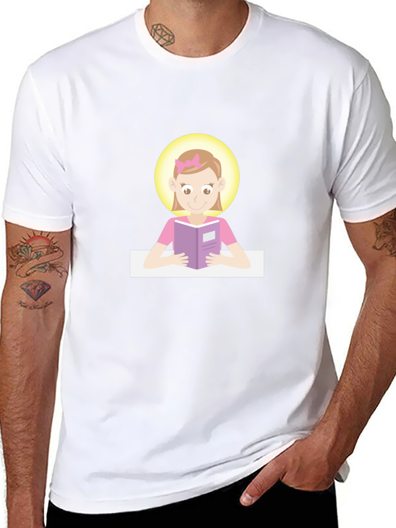 Black Graphic Tee - Girl Reading