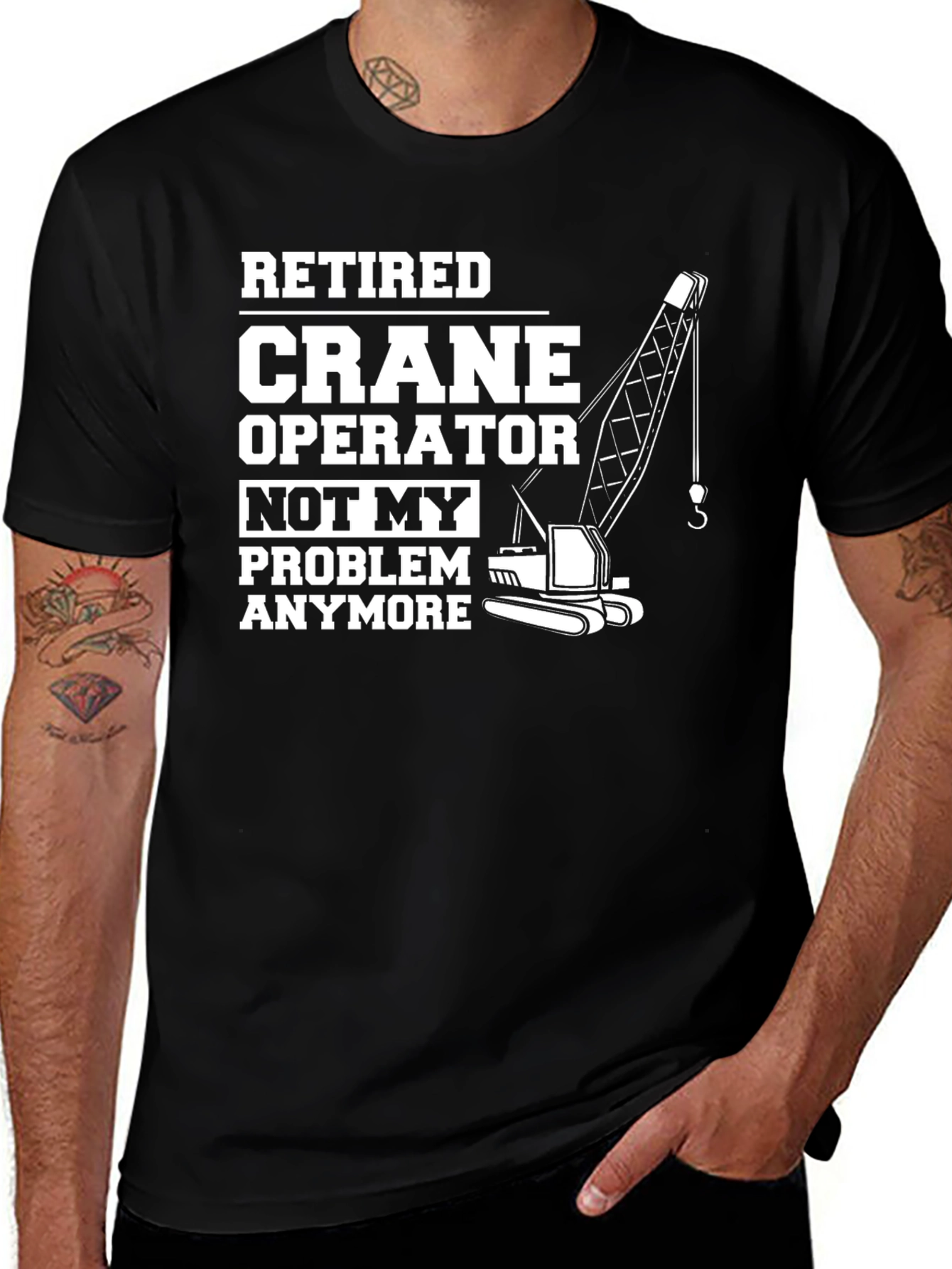 Retired Crane Operator Graphic Tee - Black