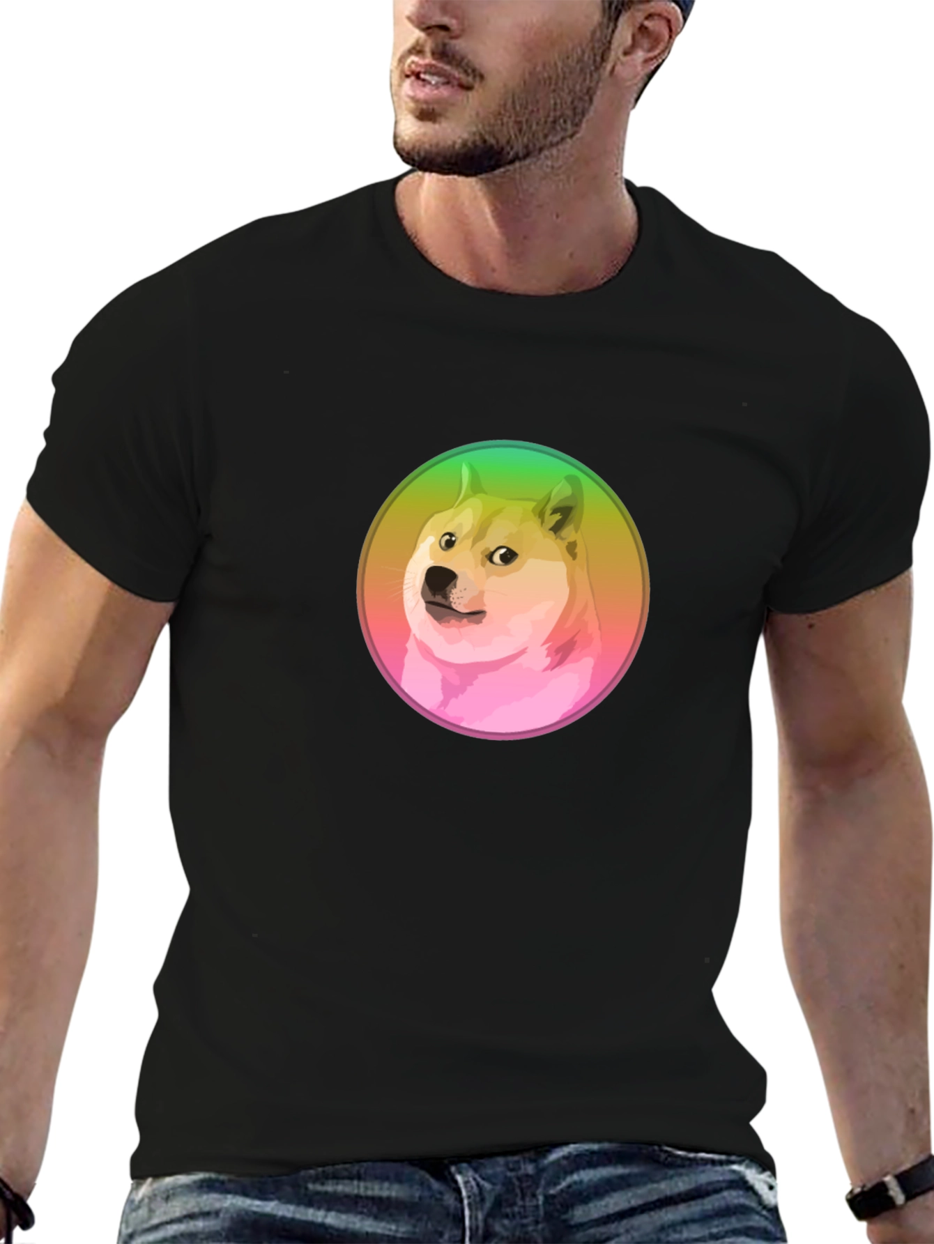 Doge Meme Graphic T-Shirt - Black Crew Neck Tee