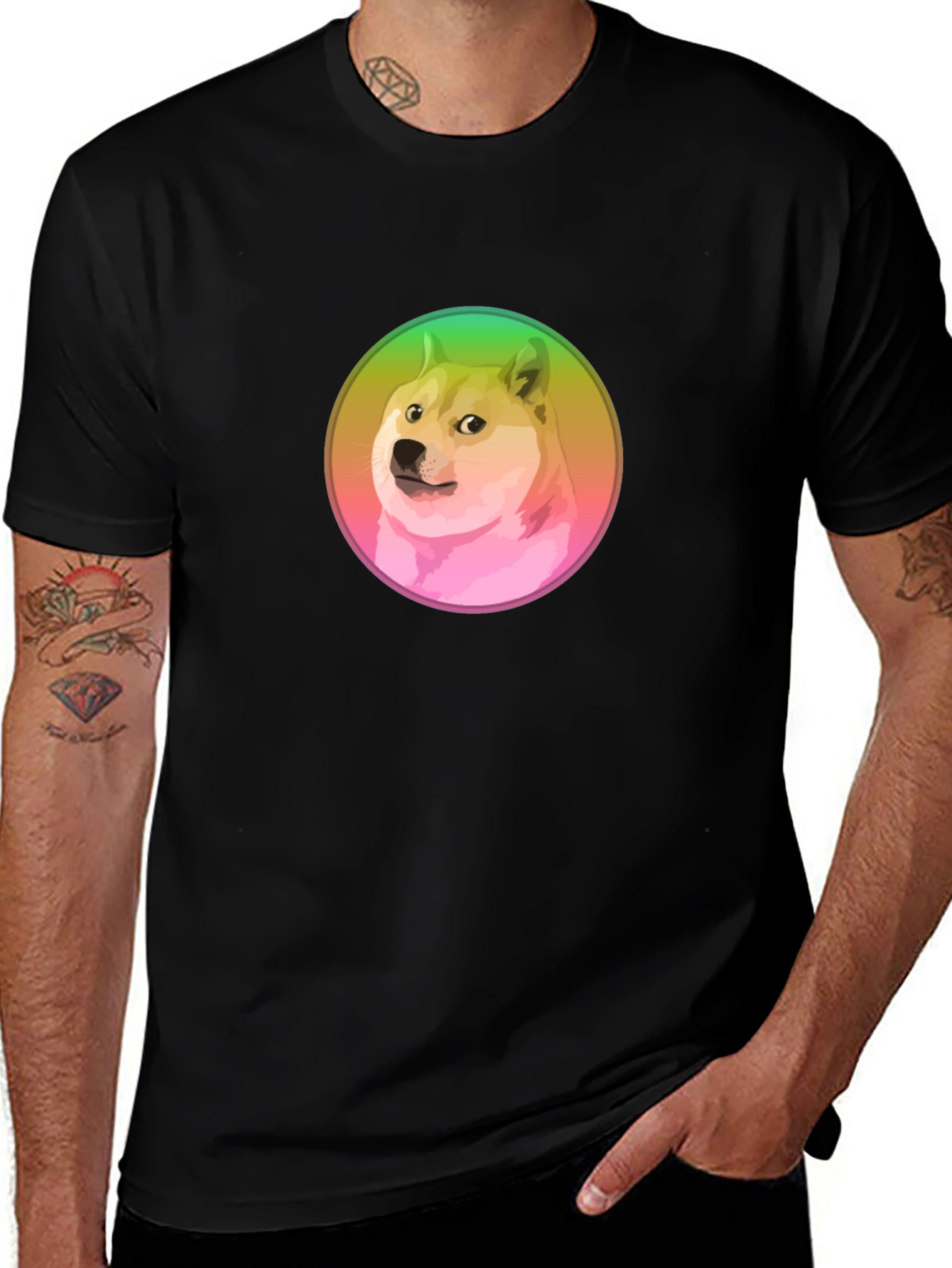 Doge Meme Graphic T-Shirt - Black Crew Neck Tee