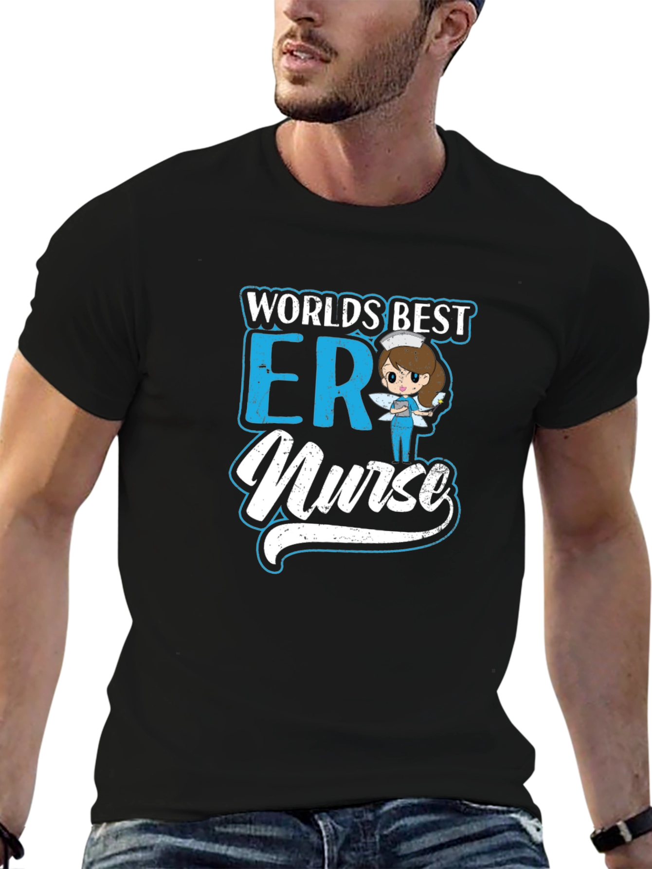 Worlds Best ER Nurse Black Graphic T-Shirt