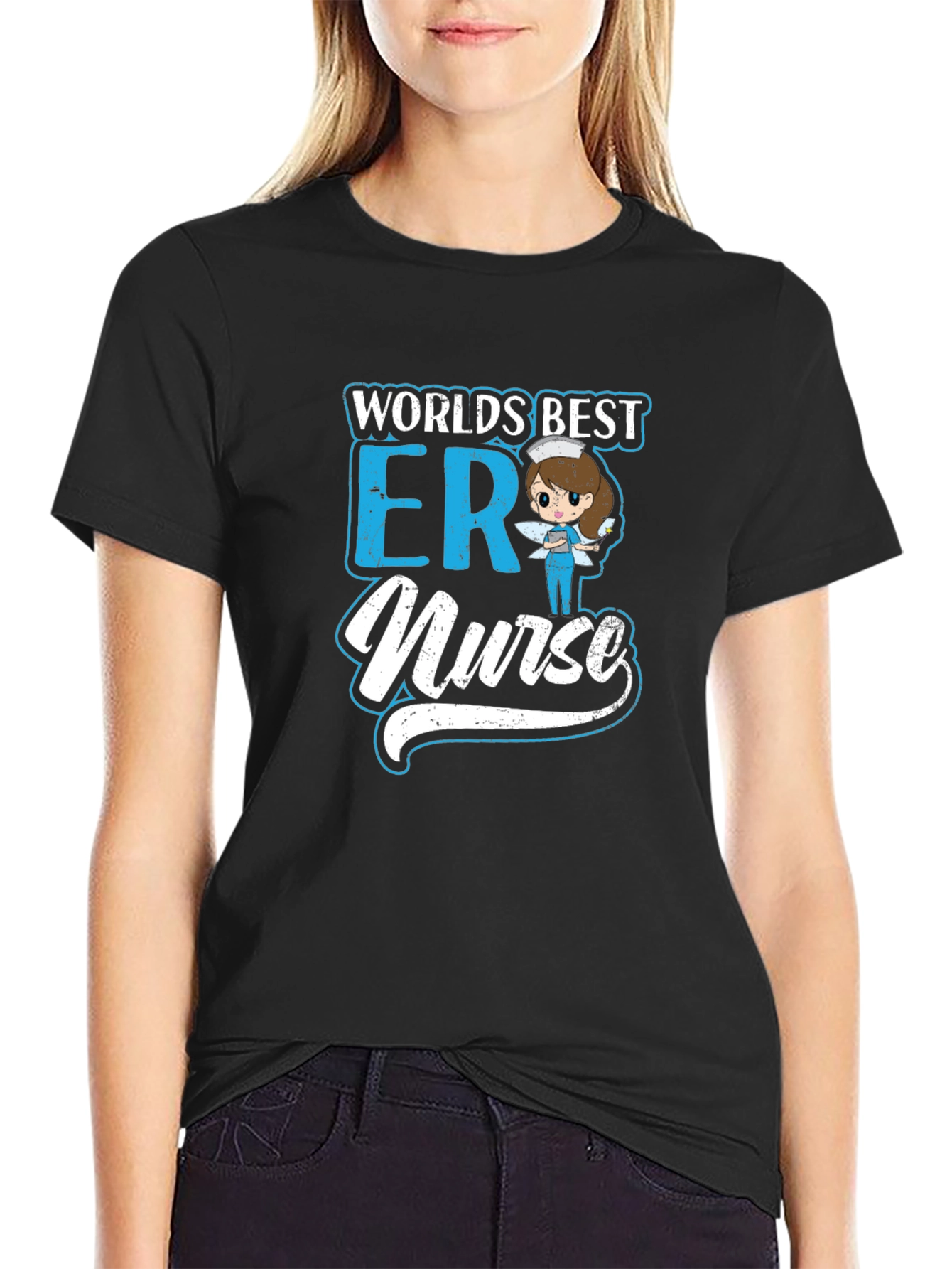 Worlds Best ER Nurse Black Graphic T-Shirt