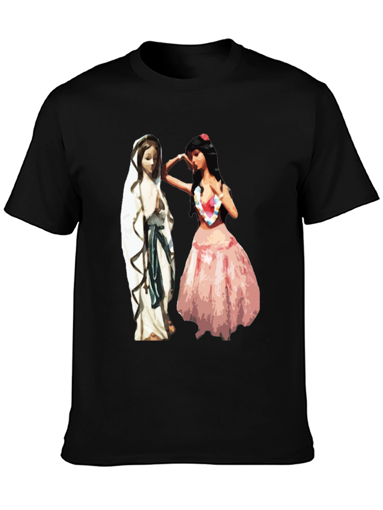 Virgin Mary Hawaiian Hula Dancer Graphic T-Shirt